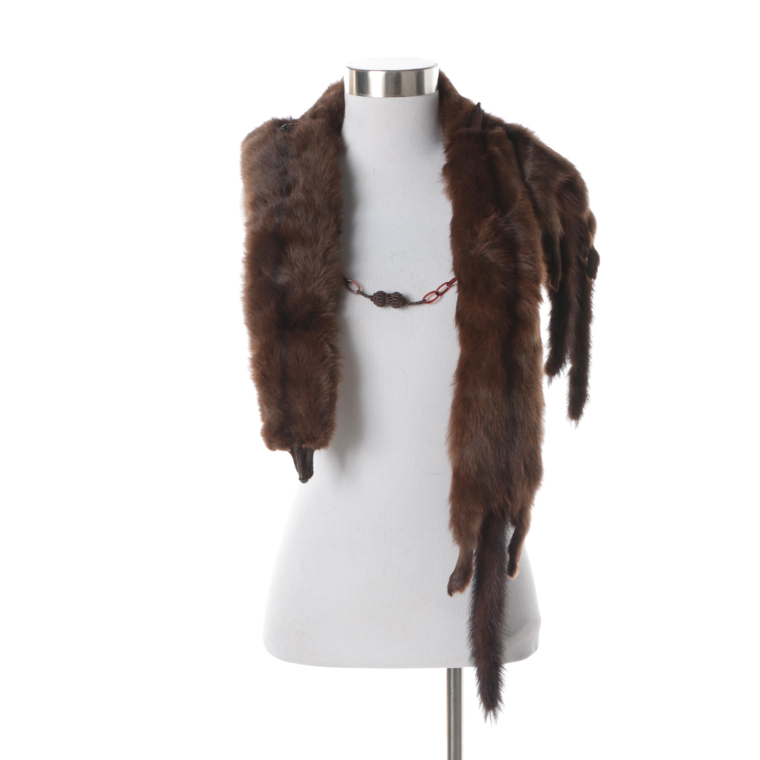 Women's Vintage Four Pelt Mink Fur Stole