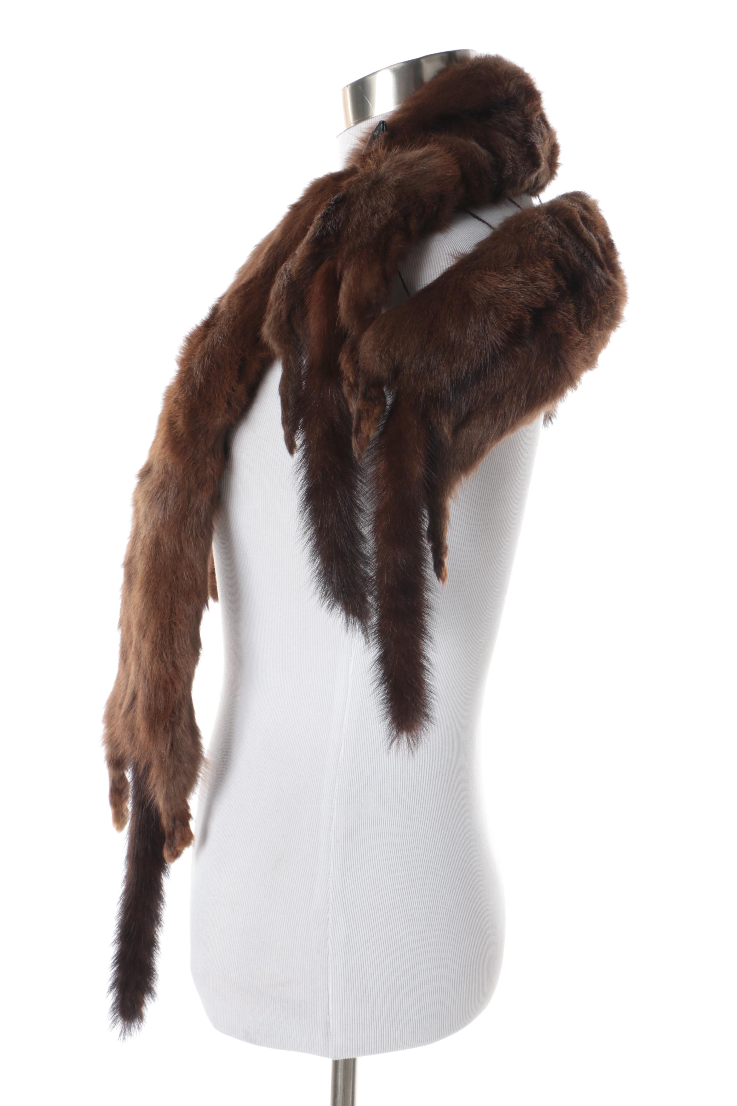 Women's Vintage Four Pelt Mink Fur Stole