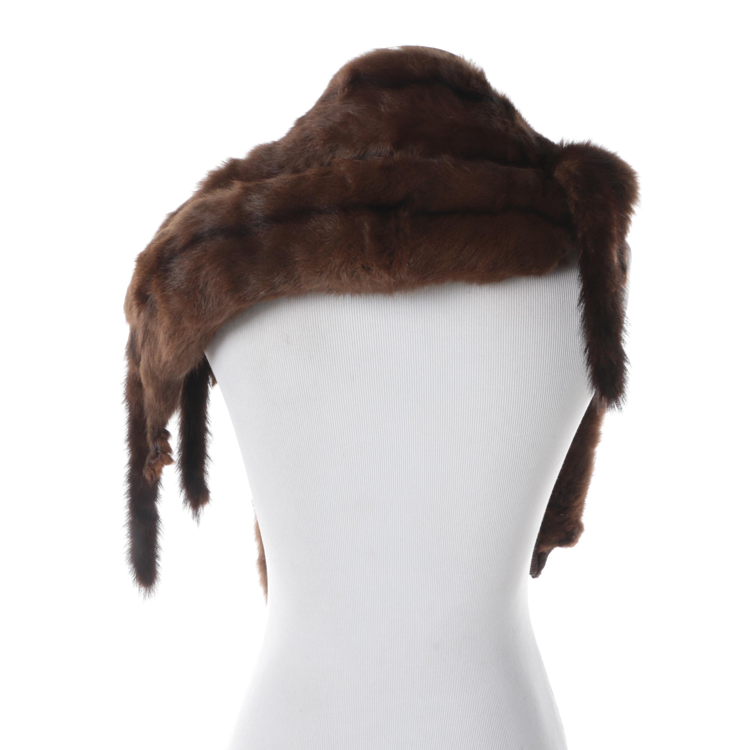 Women's Vintage Four Pelt Mink Fur Stole