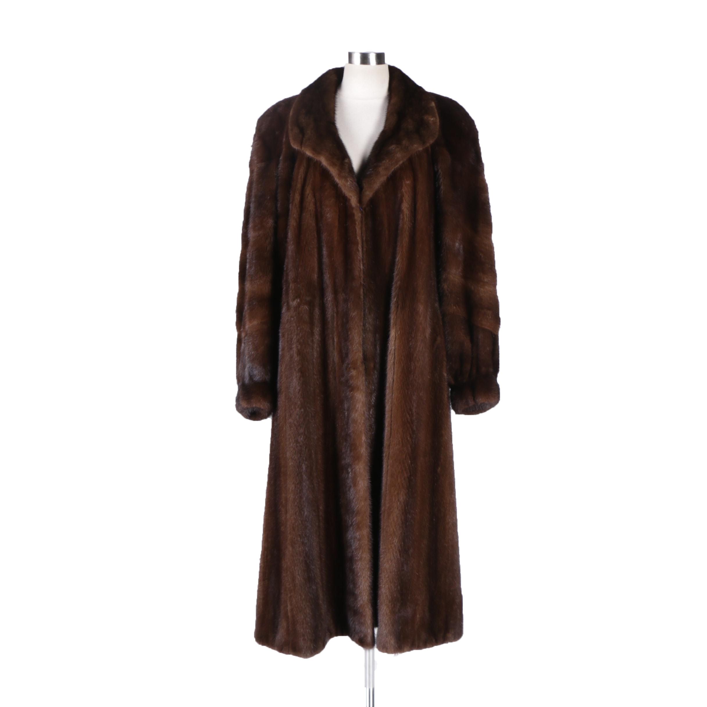 Dark Mahogany Brown Mink Fur Coat