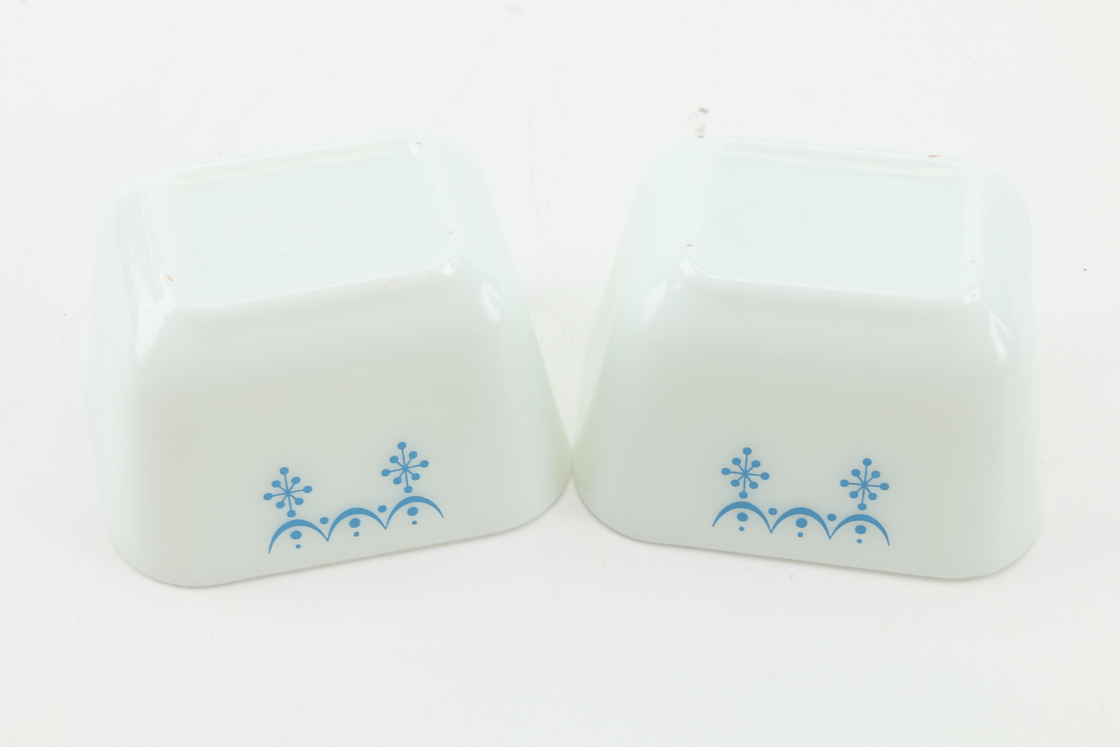 Vintage Pyrex "Snowflake Blue" Refrigerator Jars Circa 1972-1975