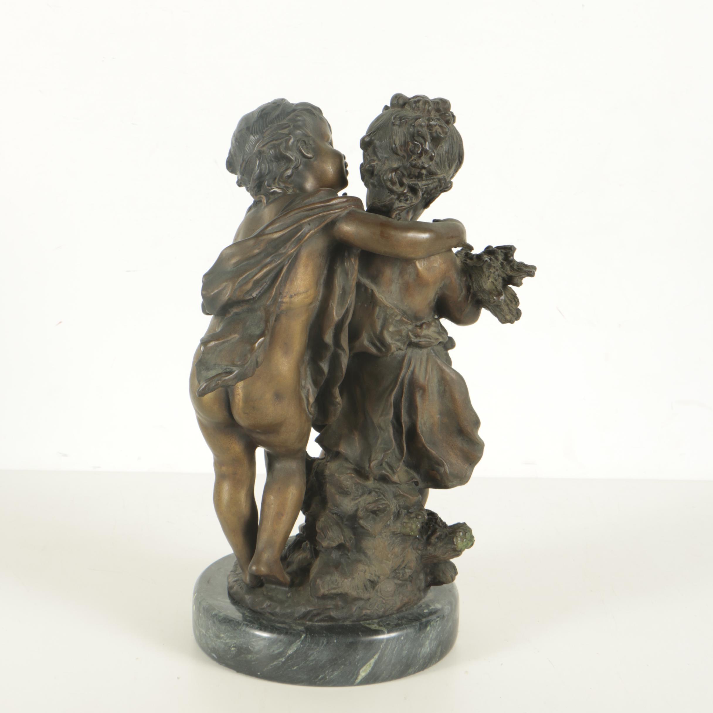 Spelter Sculpture after Auguste Moreau "The Secret"