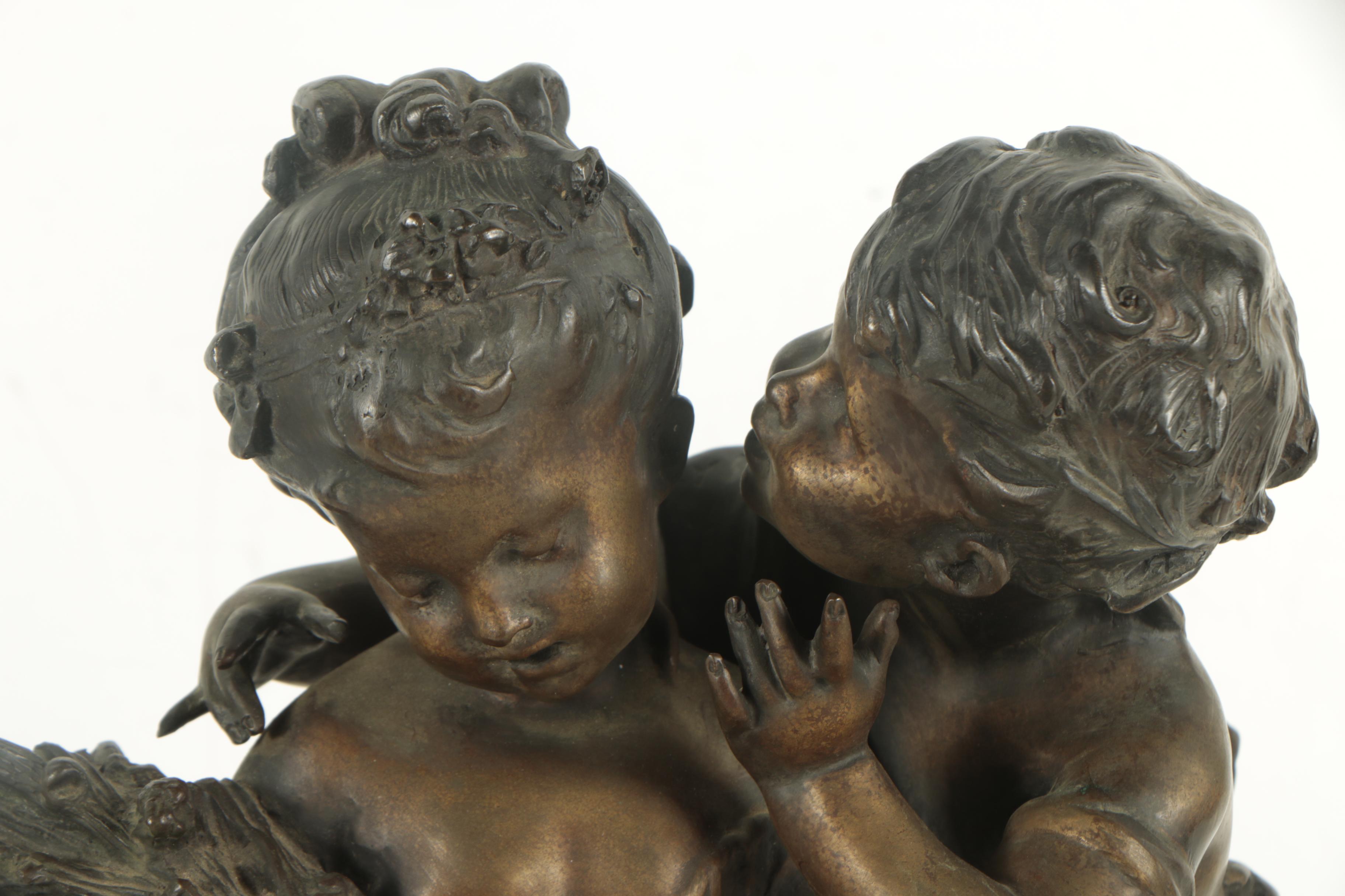 Spelter Sculpture after Auguste Moreau "The Secret"