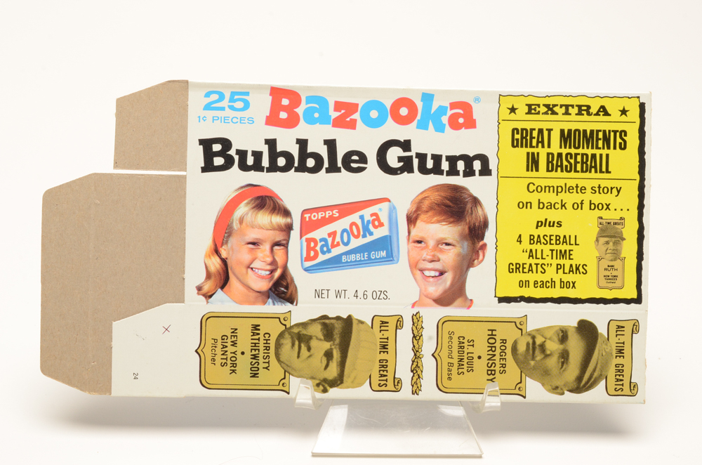 Four 1969 Bazooka Complete Gum Boxes With All-Time Baseball Greats