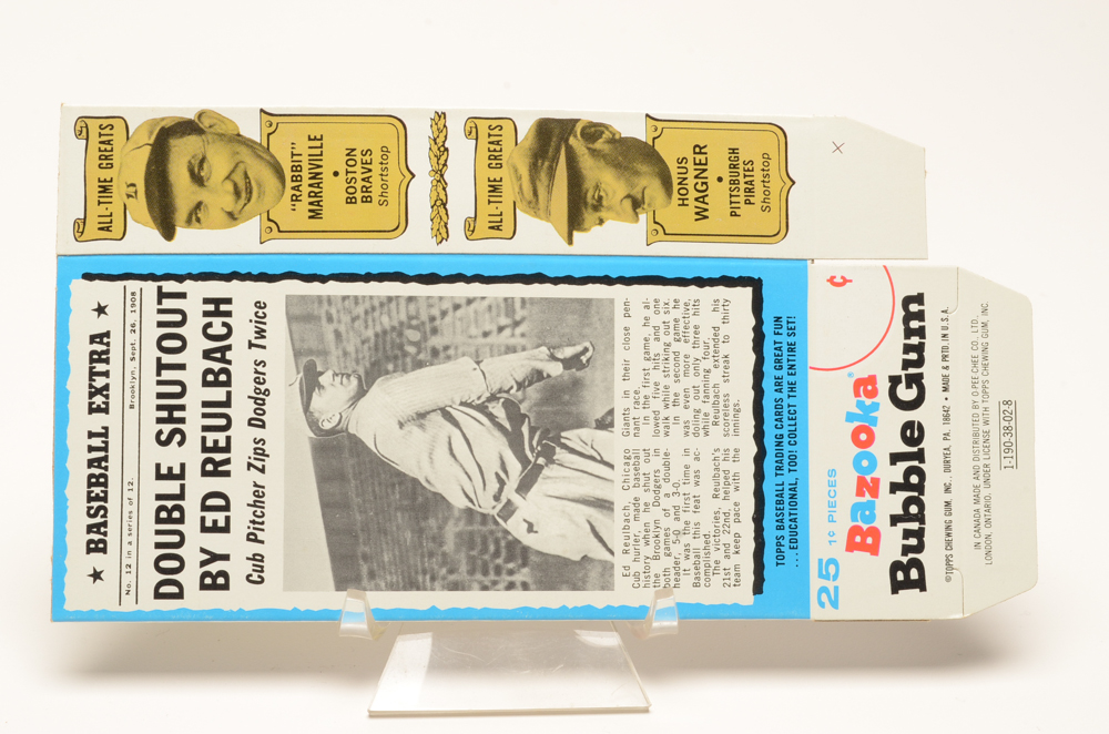 Four 1969 Bazooka Complete Gum Boxes With All-Time Baseball Greats