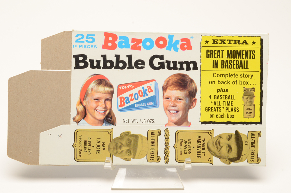 Four 1969 Bazooka Complete Gum Boxes With All-Time Baseball Greats