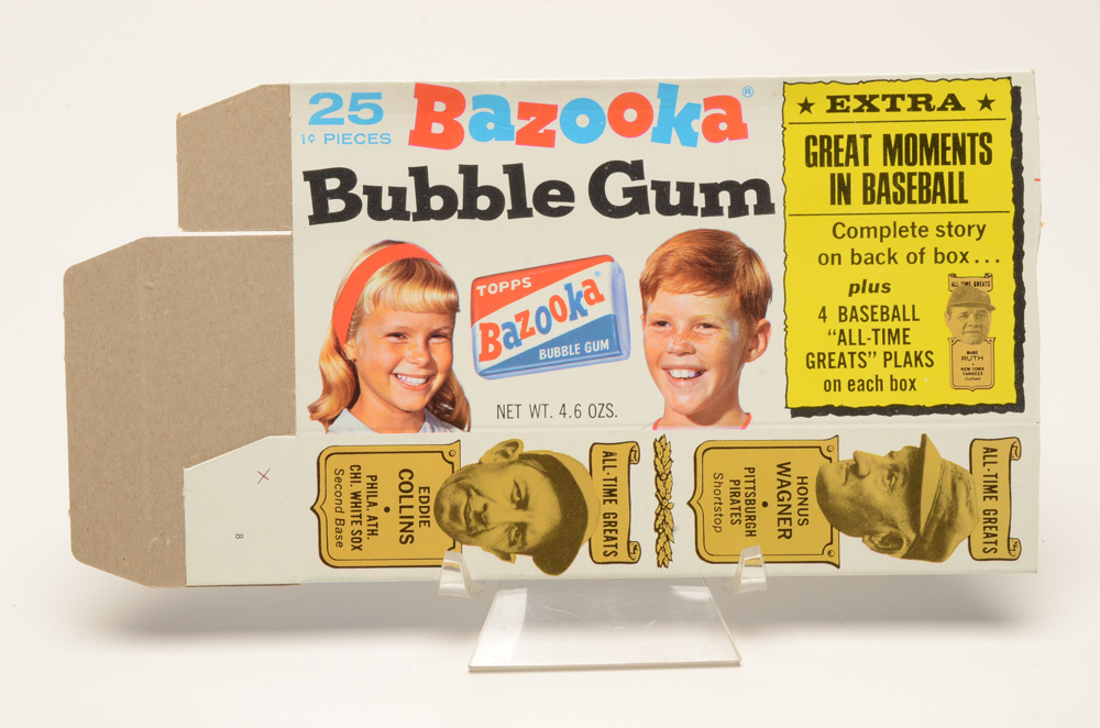 Four 1969 Bazooka Complete Gum Boxes With All-Time Baseball Greats