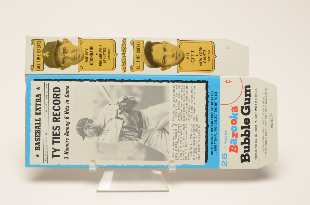 Four 1969 Bazooka Complete Gum Boxes With All-Time Baseball Greats