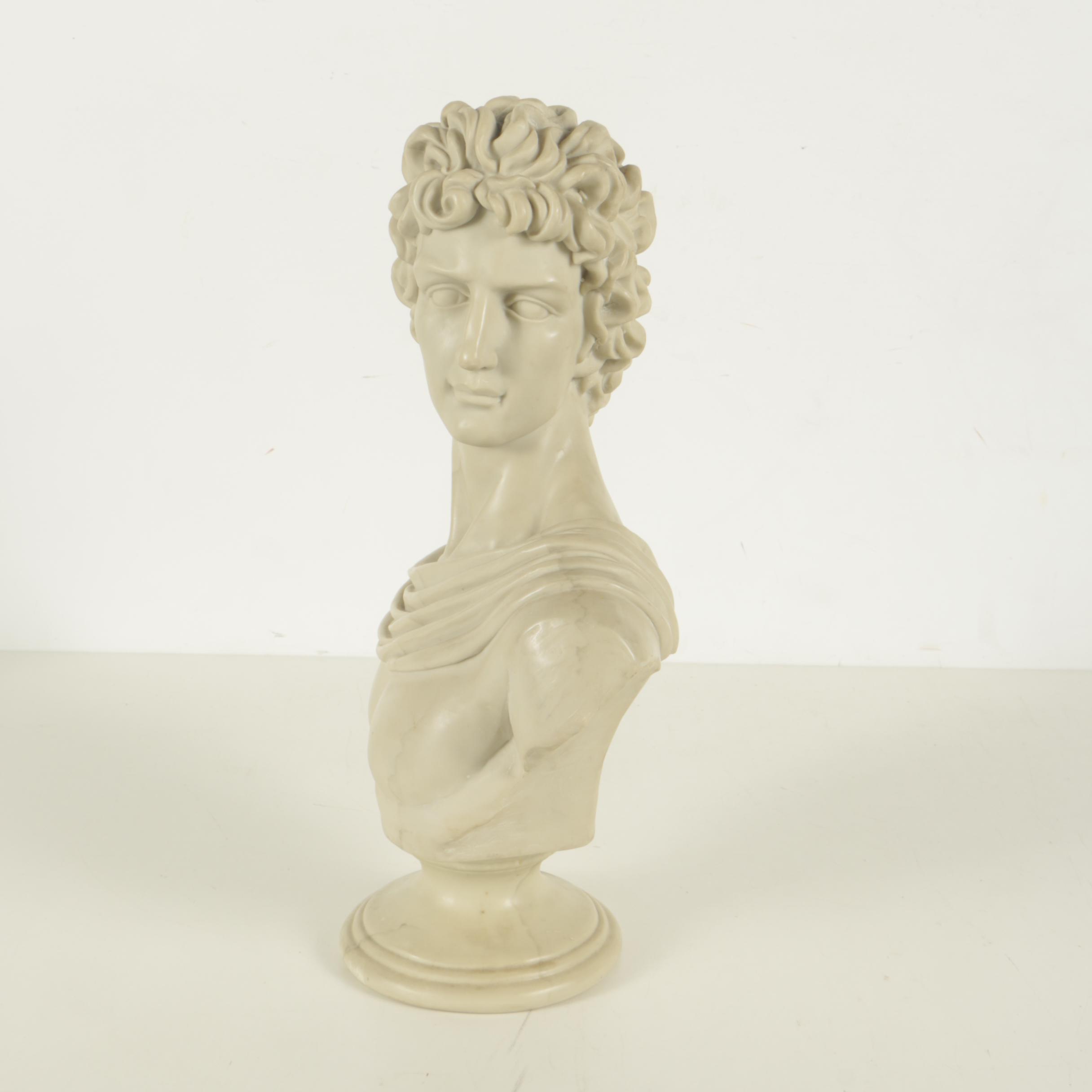 Contemporary Resin Bust after Apollo Belvedere