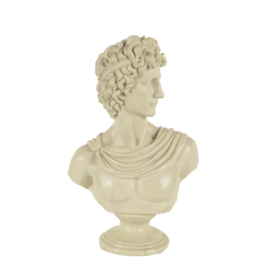 Contemporary Resin Bust after Apollo Belvedere