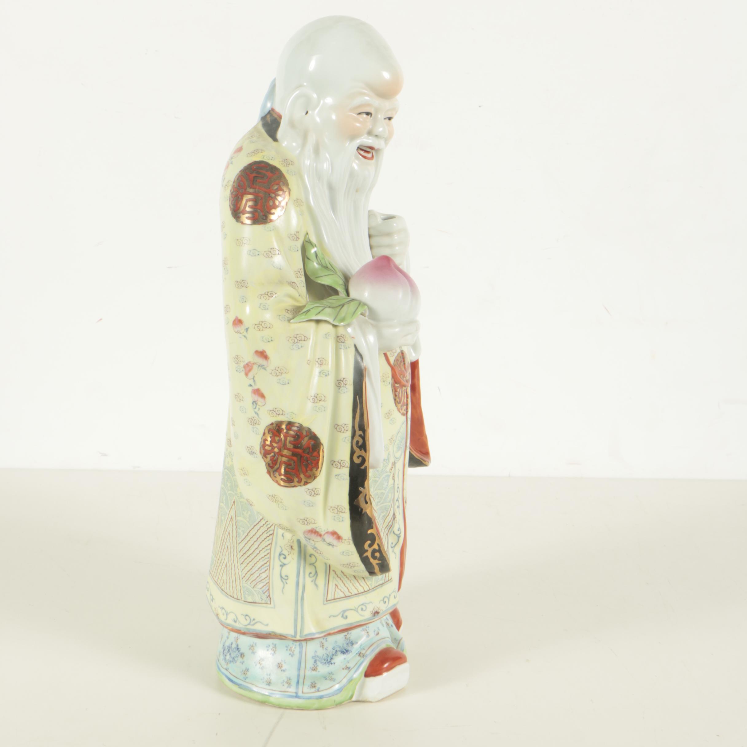 Chinese Porcelain God of Longevity Figure