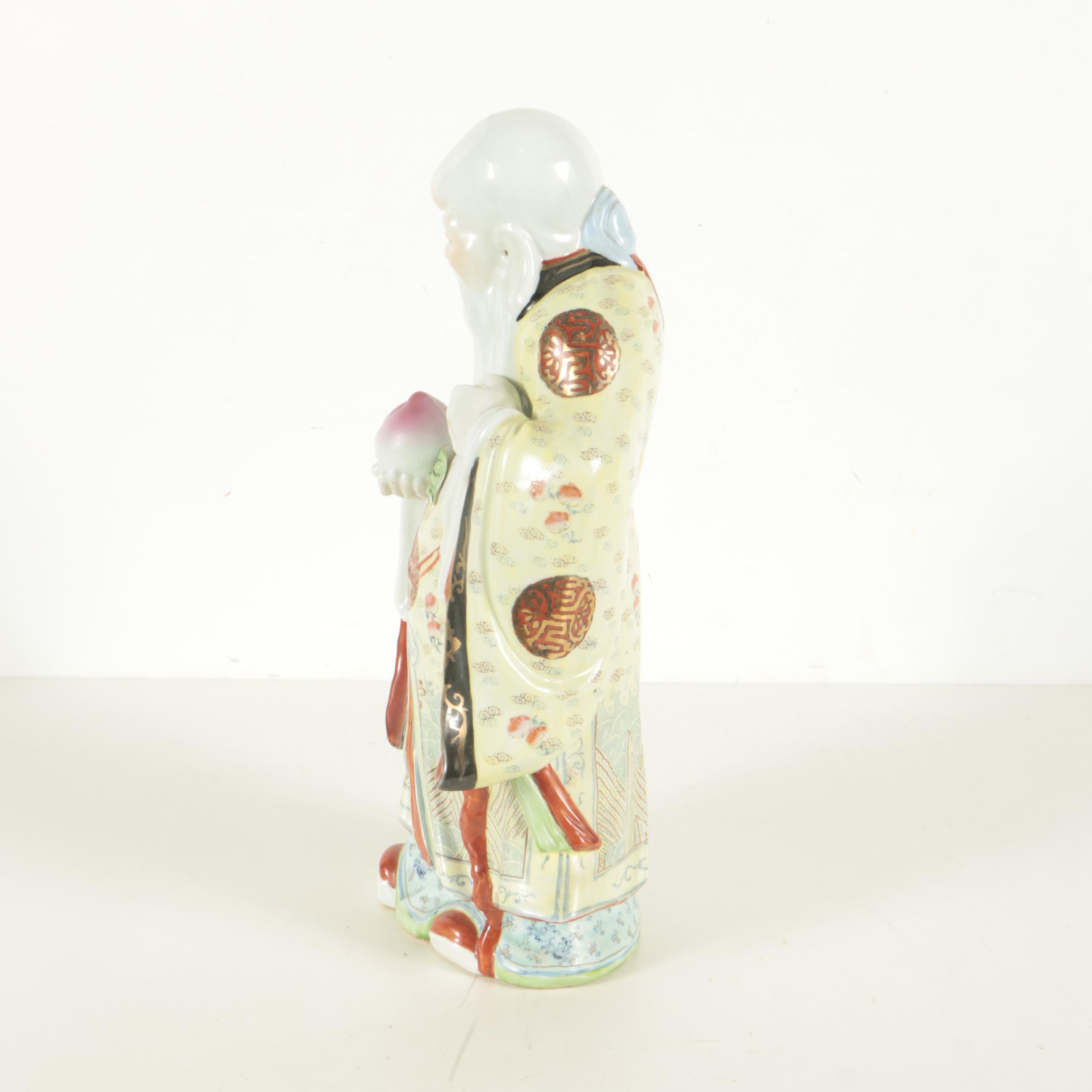 Chinese Porcelain God of Longevity Figure