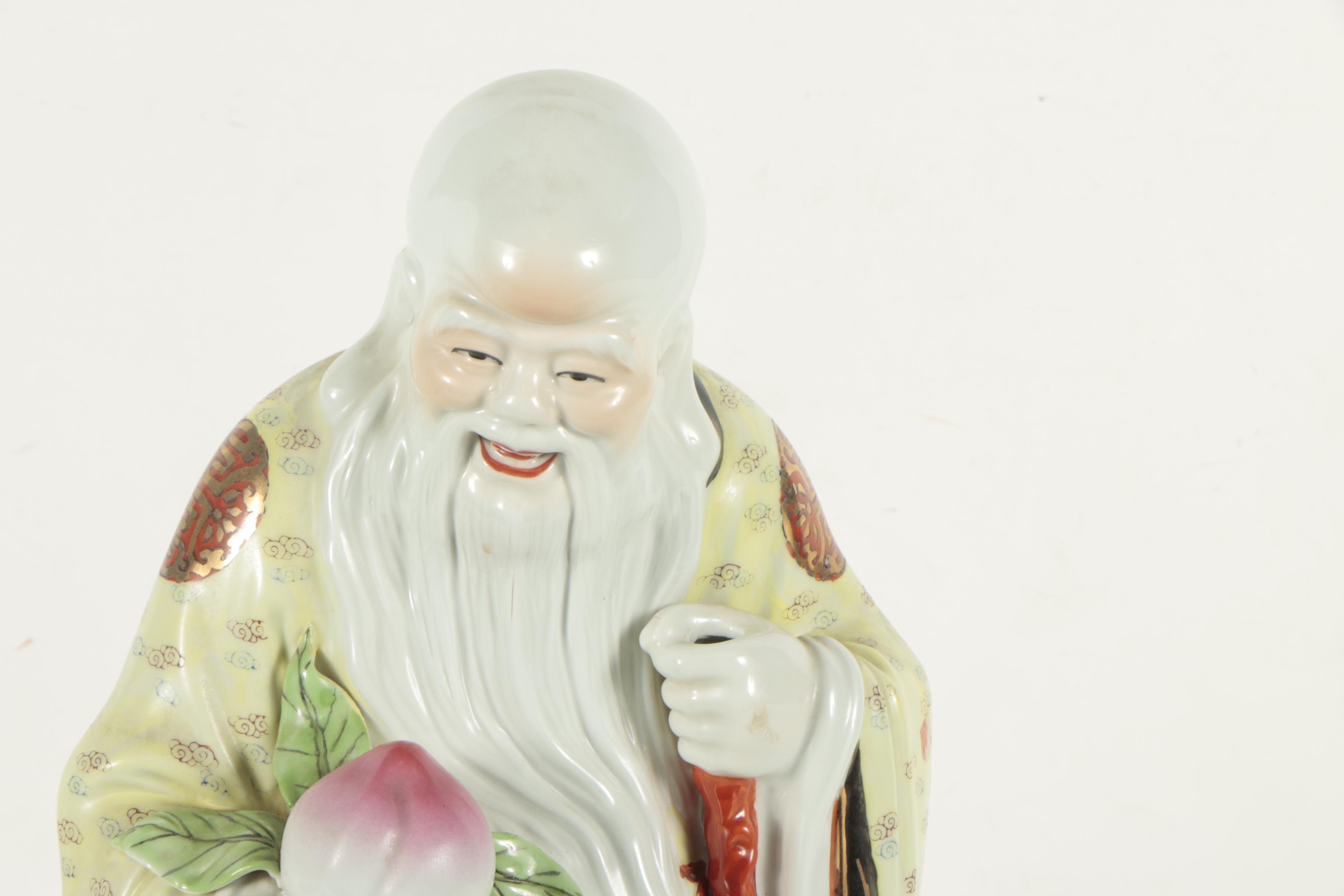 Chinese Porcelain God of Longevity Figure