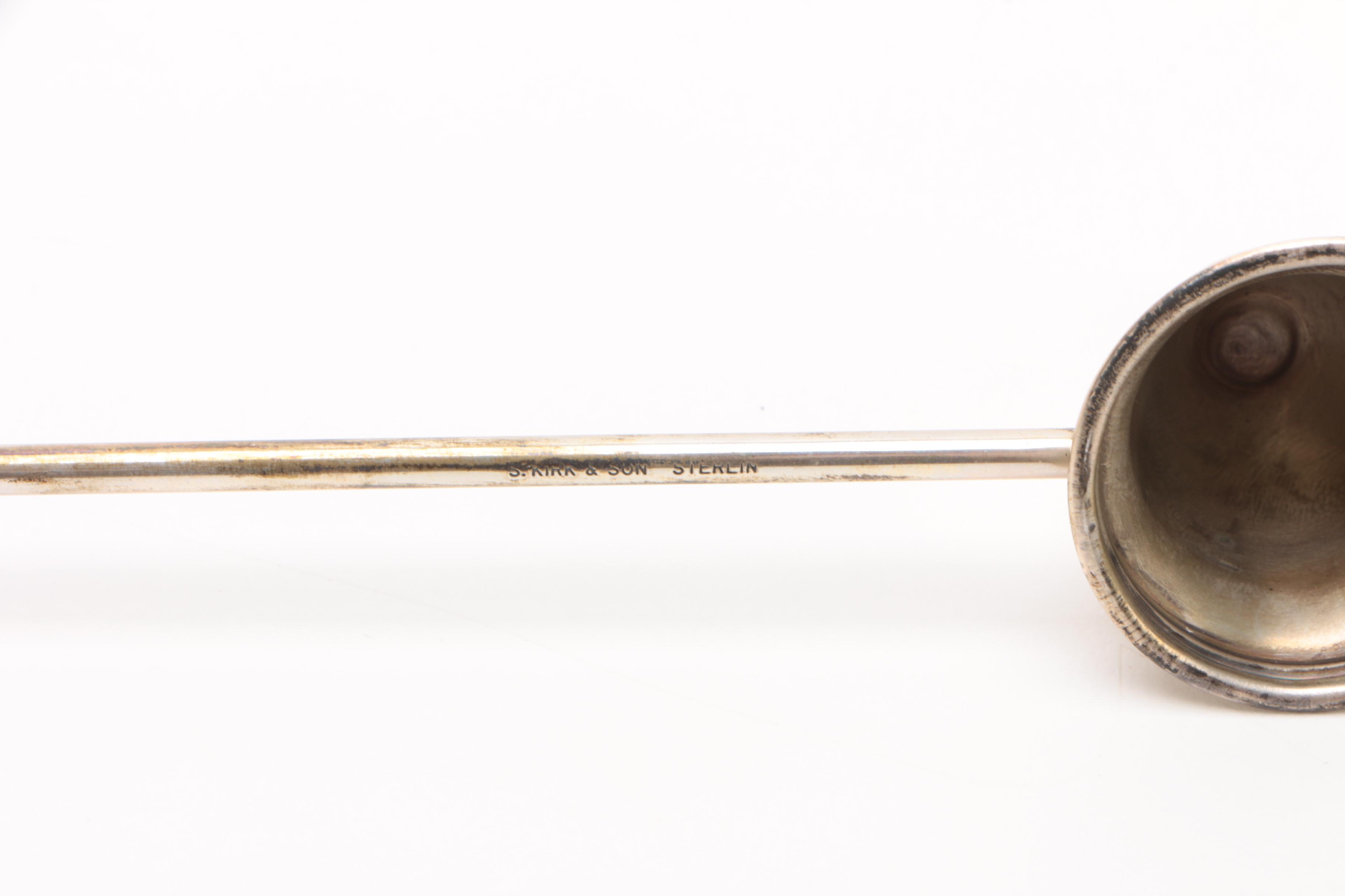 Sterling Creamer, Snuffer, and Spoons with Silver Plate Sugar Bowl