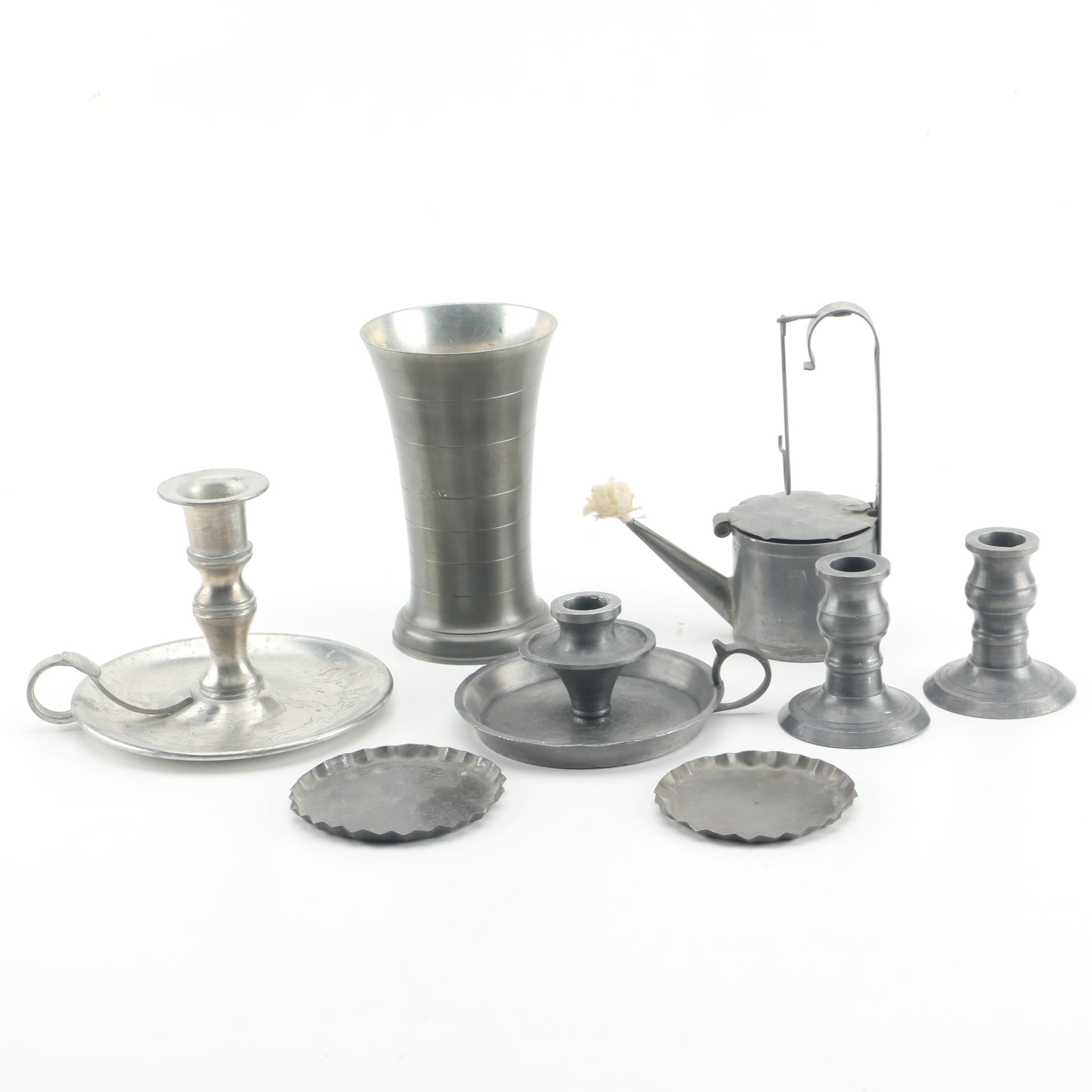 Pewter Candlestick Holders and Decor Including John Somers