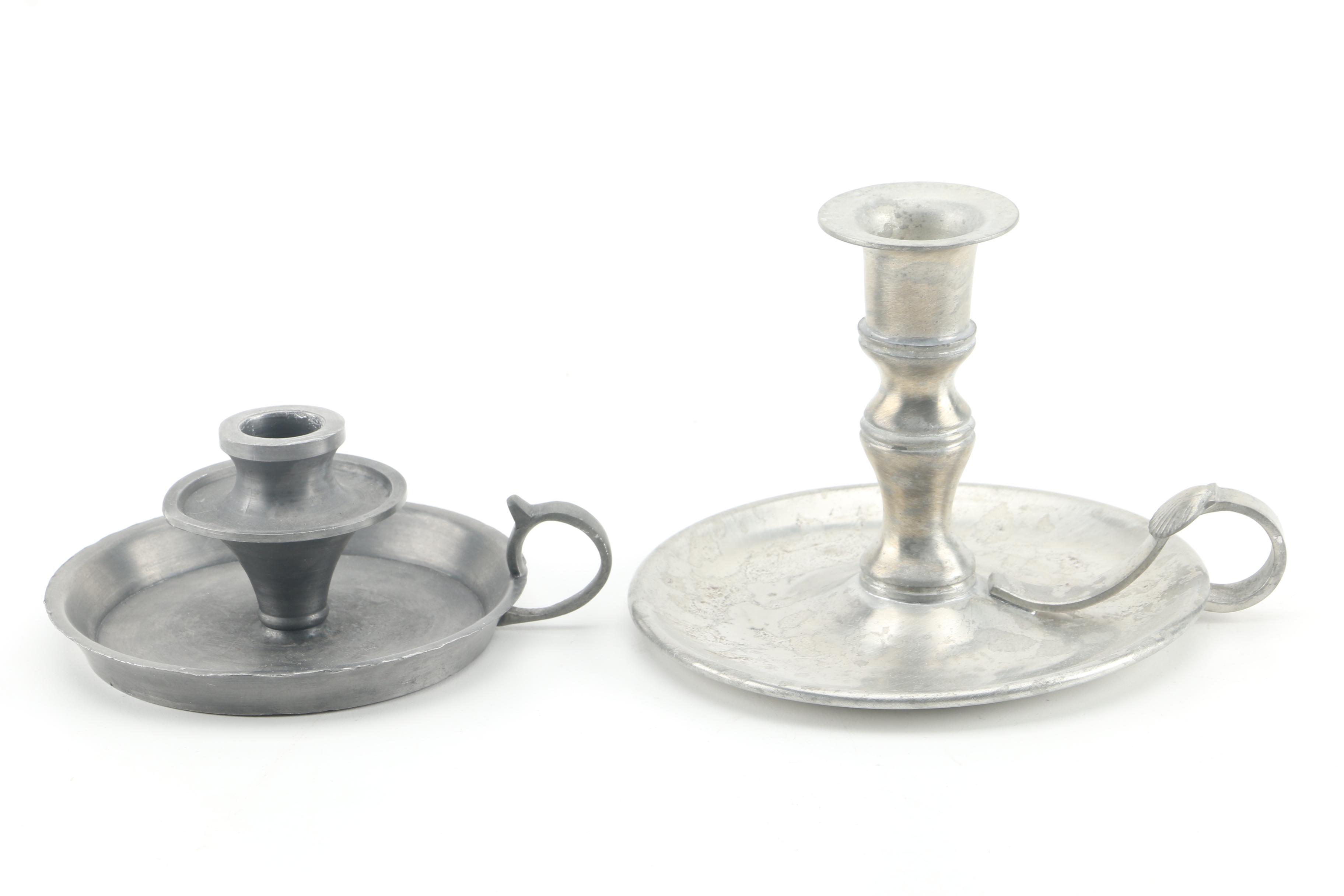 Pewter Candlestick Holders and Decor Including John Somers
