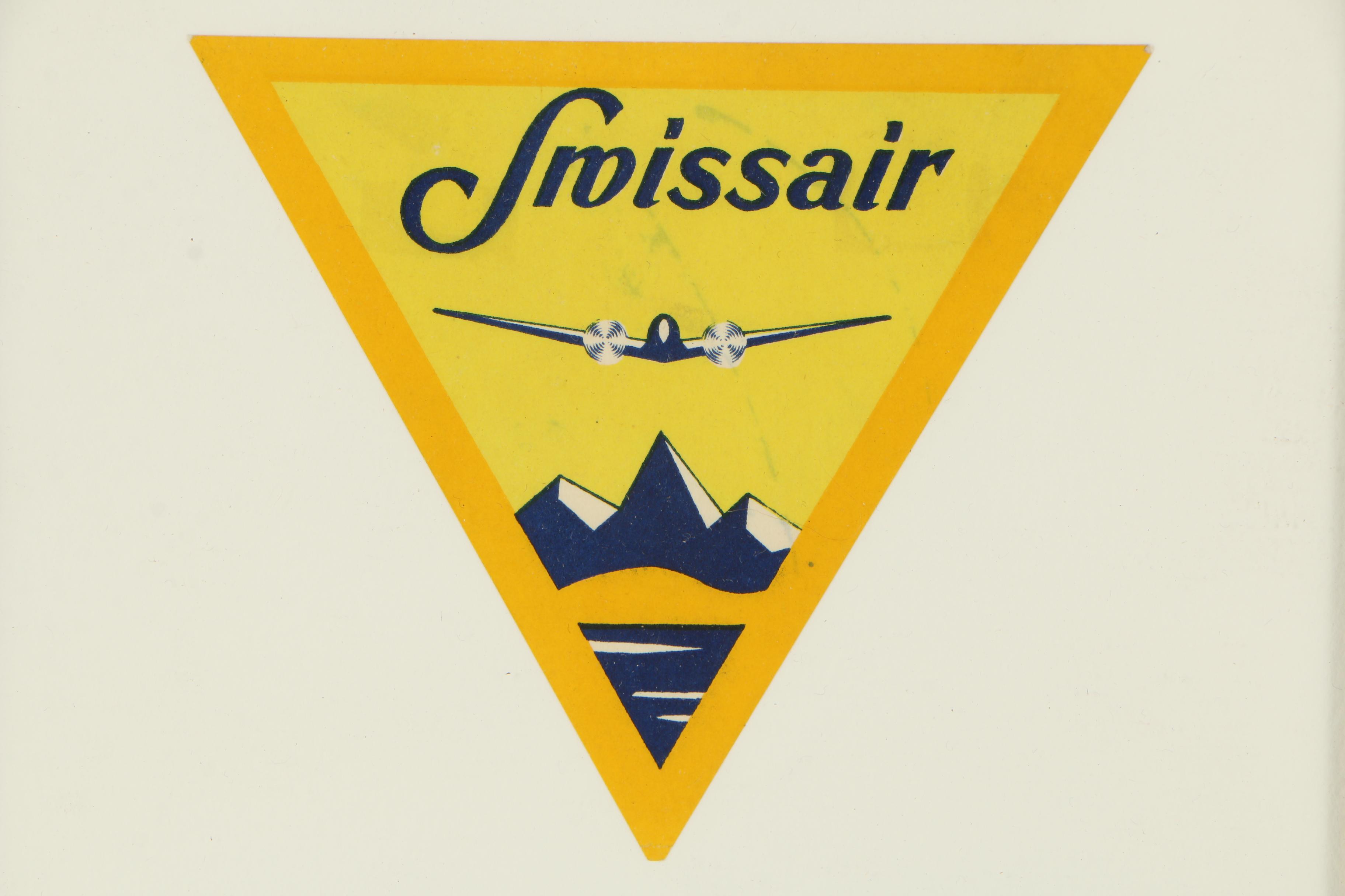 Vintage Framed Swiss Airline and Hotel Luggage Tags