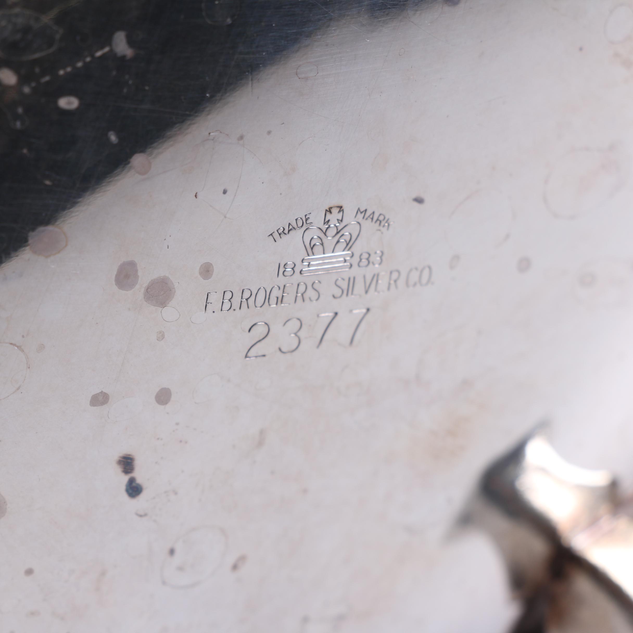 F.B. Rogers Silver Plate Tea and Coffee Service Set with Brass Decor