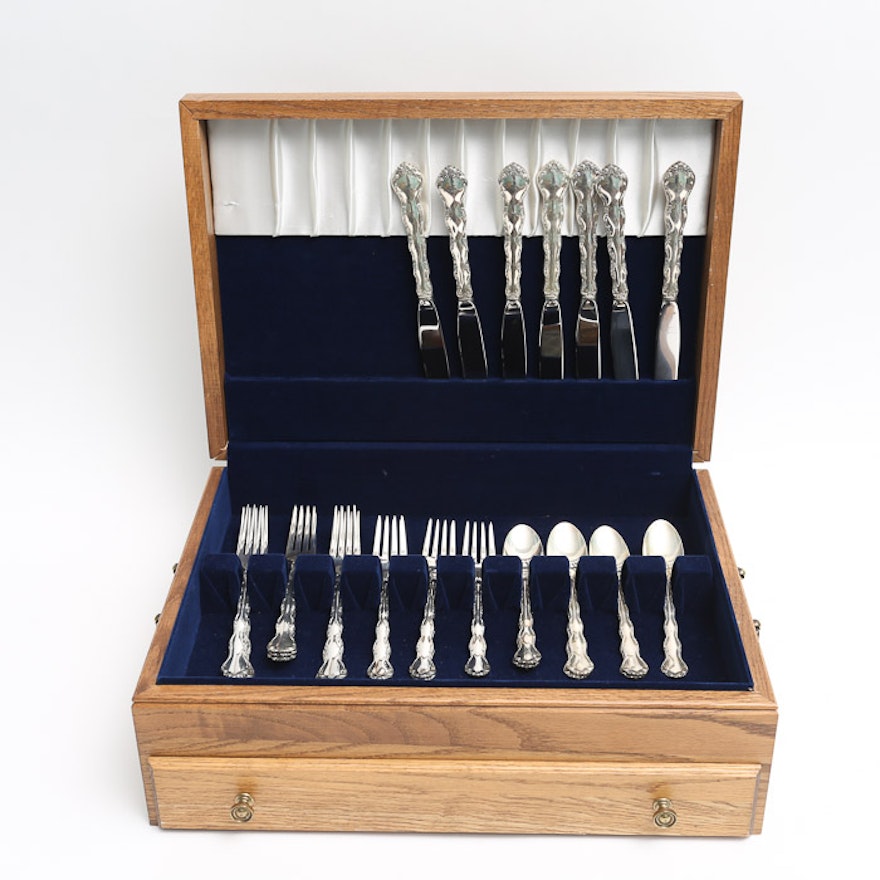 Reed & Barton "Rose Arbor" Sterling Silver Flatware Collection with Chest