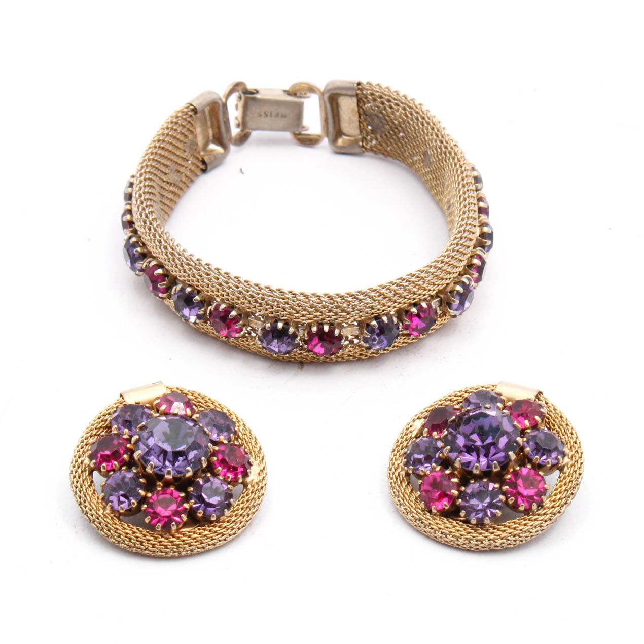 Vintage Weiss Costume Jewelry Bracelet and Earring Set