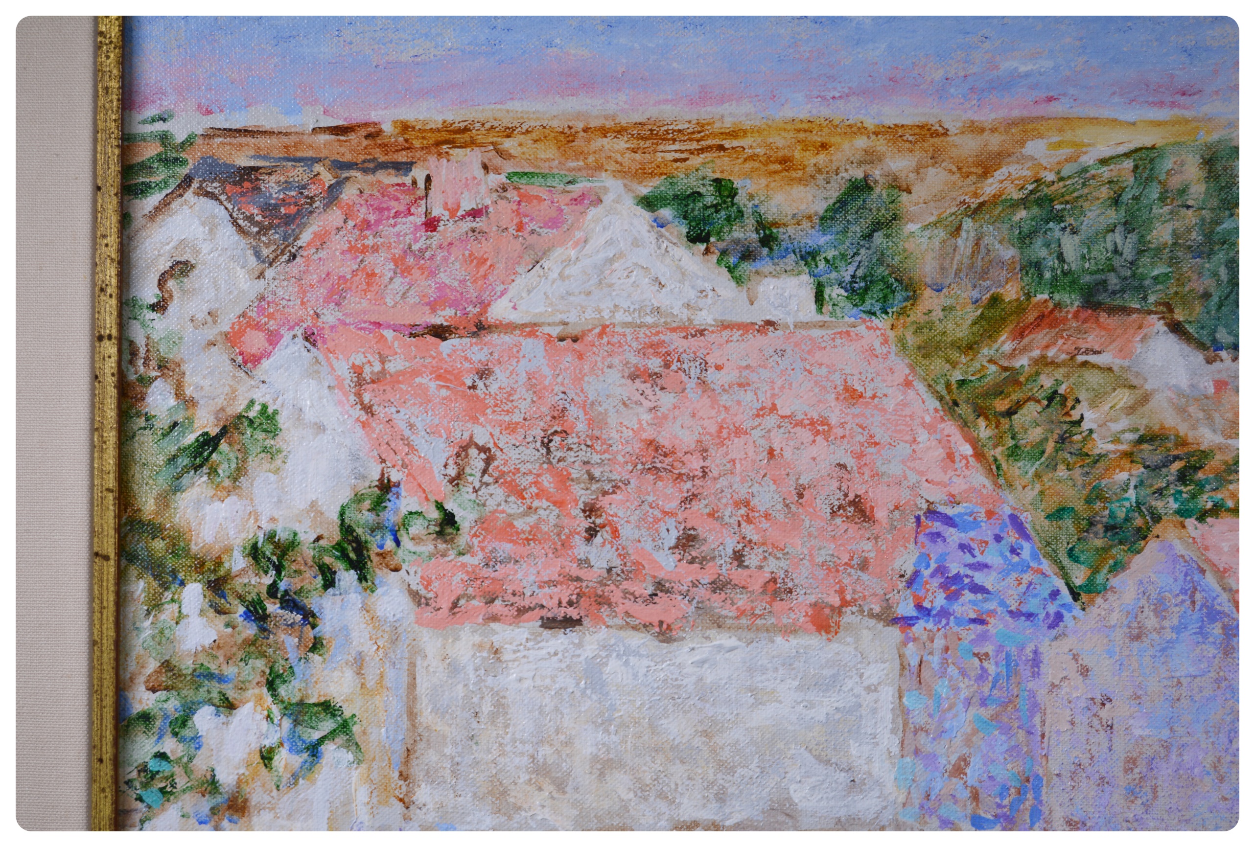 Menvielle Oil Painting of Rooftops