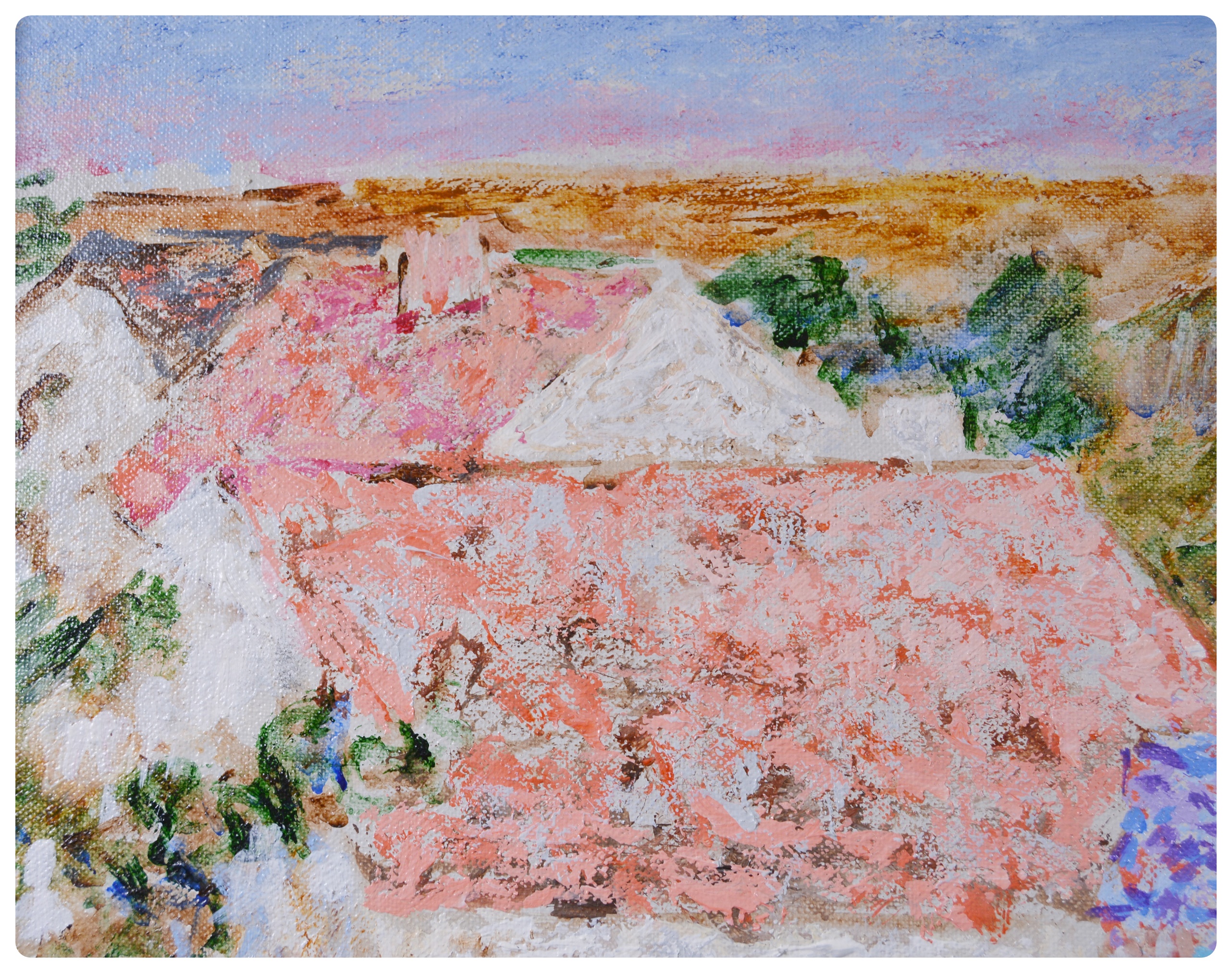 Menvielle Oil Painting of Rooftops