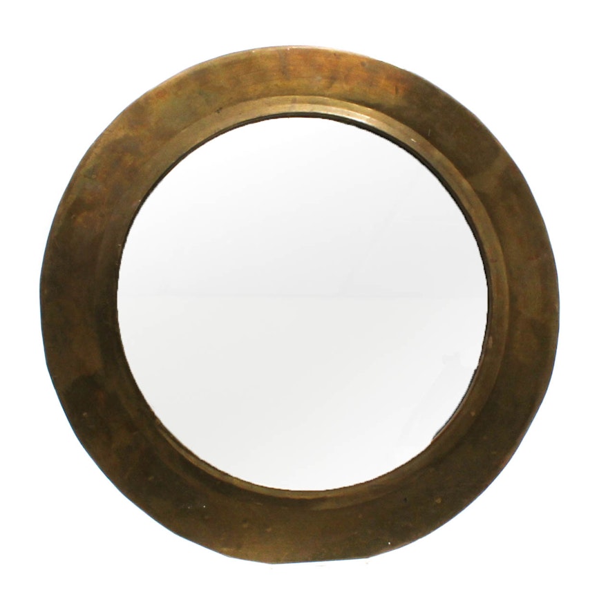 Vintage Handwrought Brass Wall Mirror