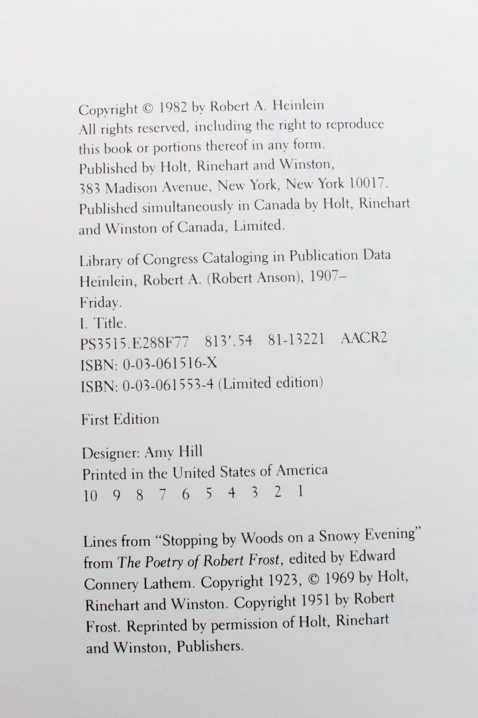 First Editions "Friday" by Heinlein and "Chapterhouse: Dune" by Herbert