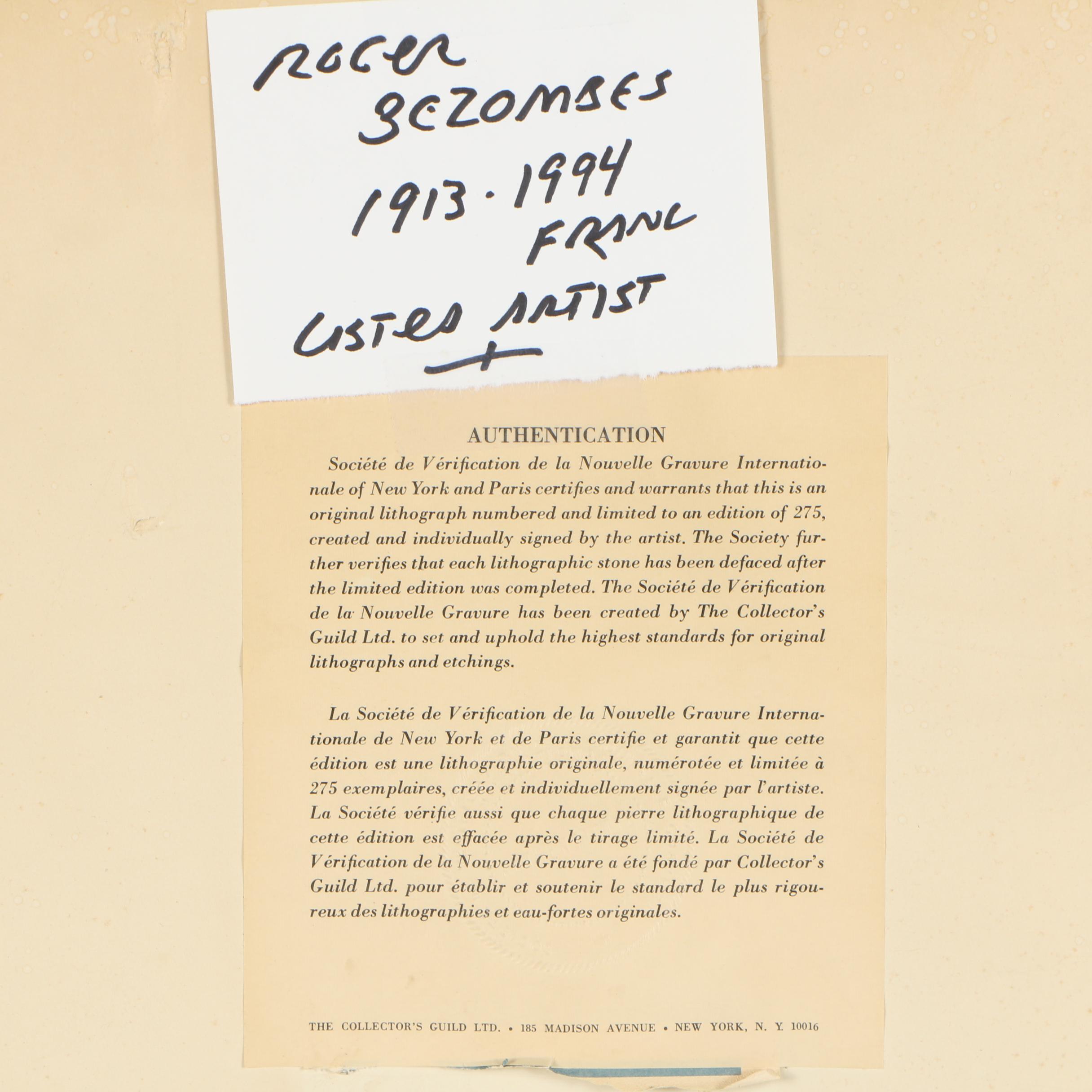 Roger Bezombes Limited Edition Color Lithograph