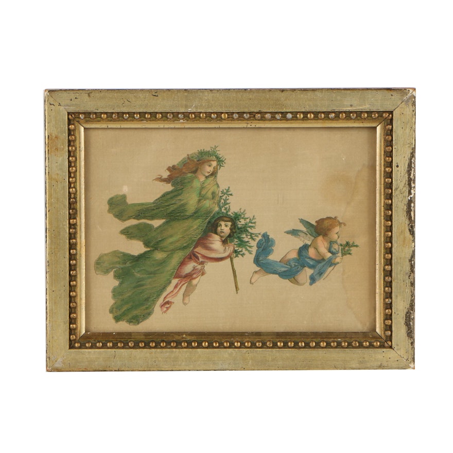 19th Century Gouache Painting on Silk