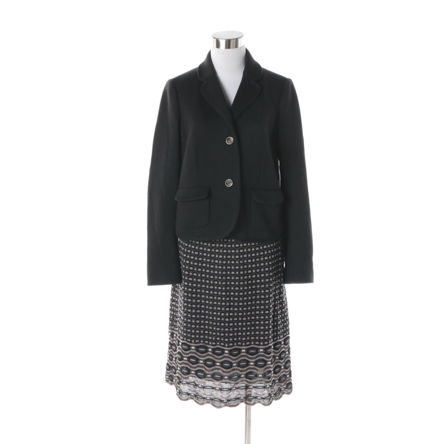 Women's Missoni Black Wool Blend Jacket and Knit Skirt
