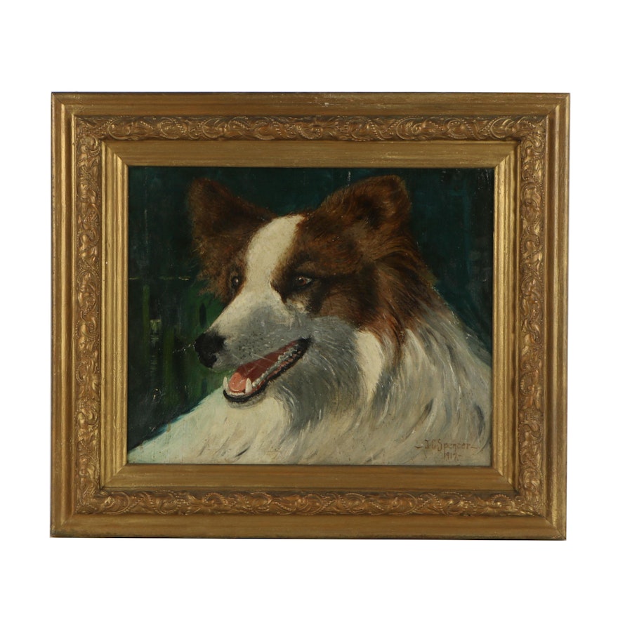 J. C. Spencer Oil Painting of Dog