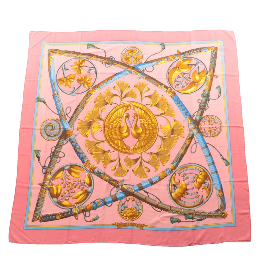 Hermès of Paris "Daimyo Princes du Soleil Levant" Cashmere and Silk Blend Scarf