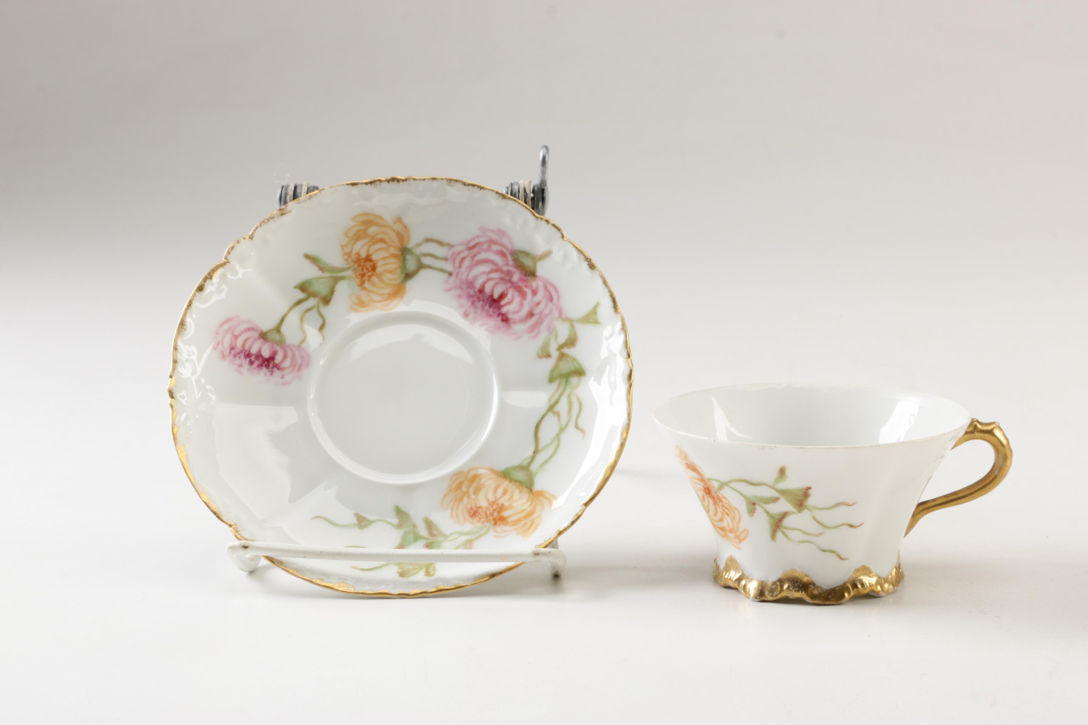 Vintage Hobbyist Painted Theodore Haviland Limoges Cup and Saucer