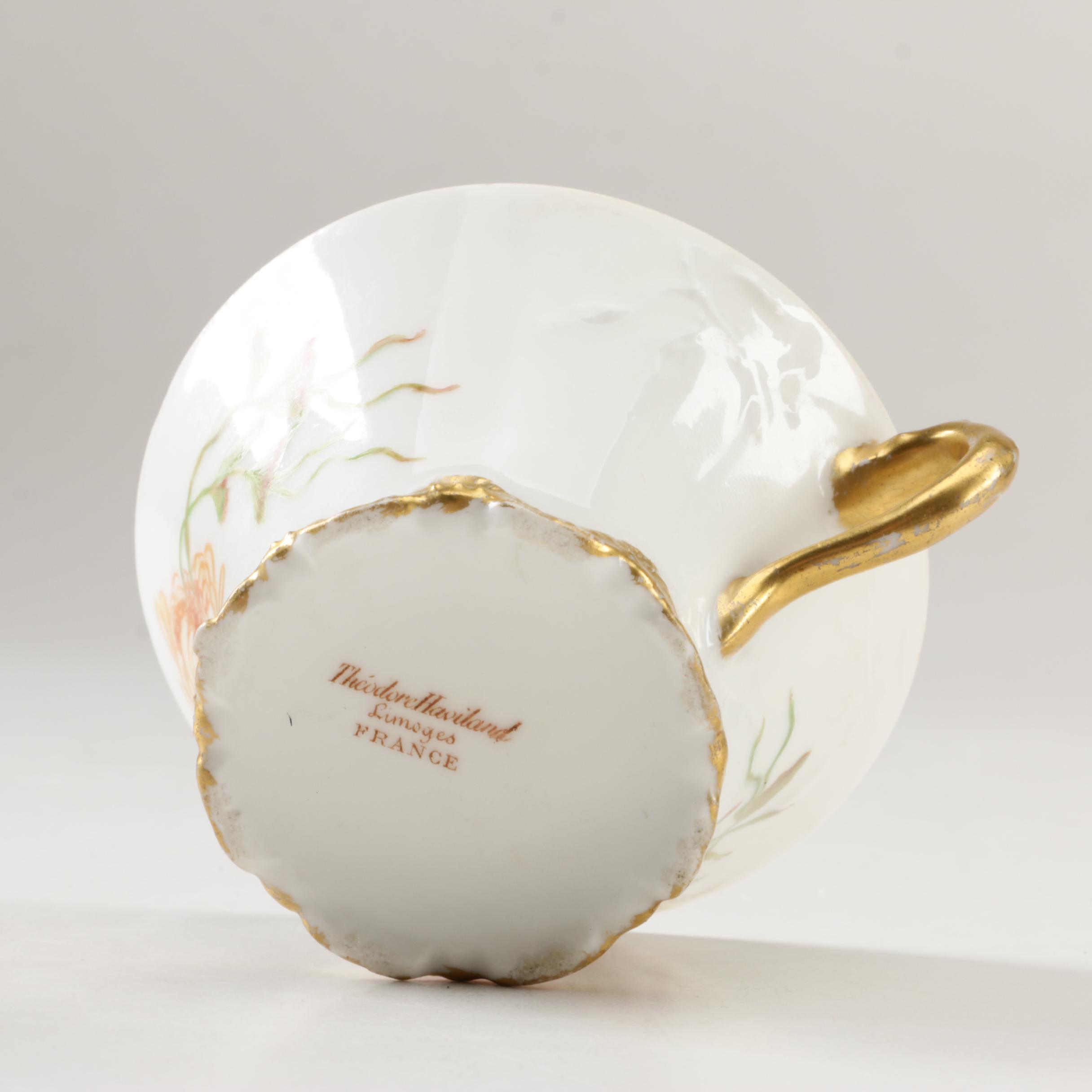Vintage Hobbyist Painted Theodore Haviland Limoges Cup and Saucer