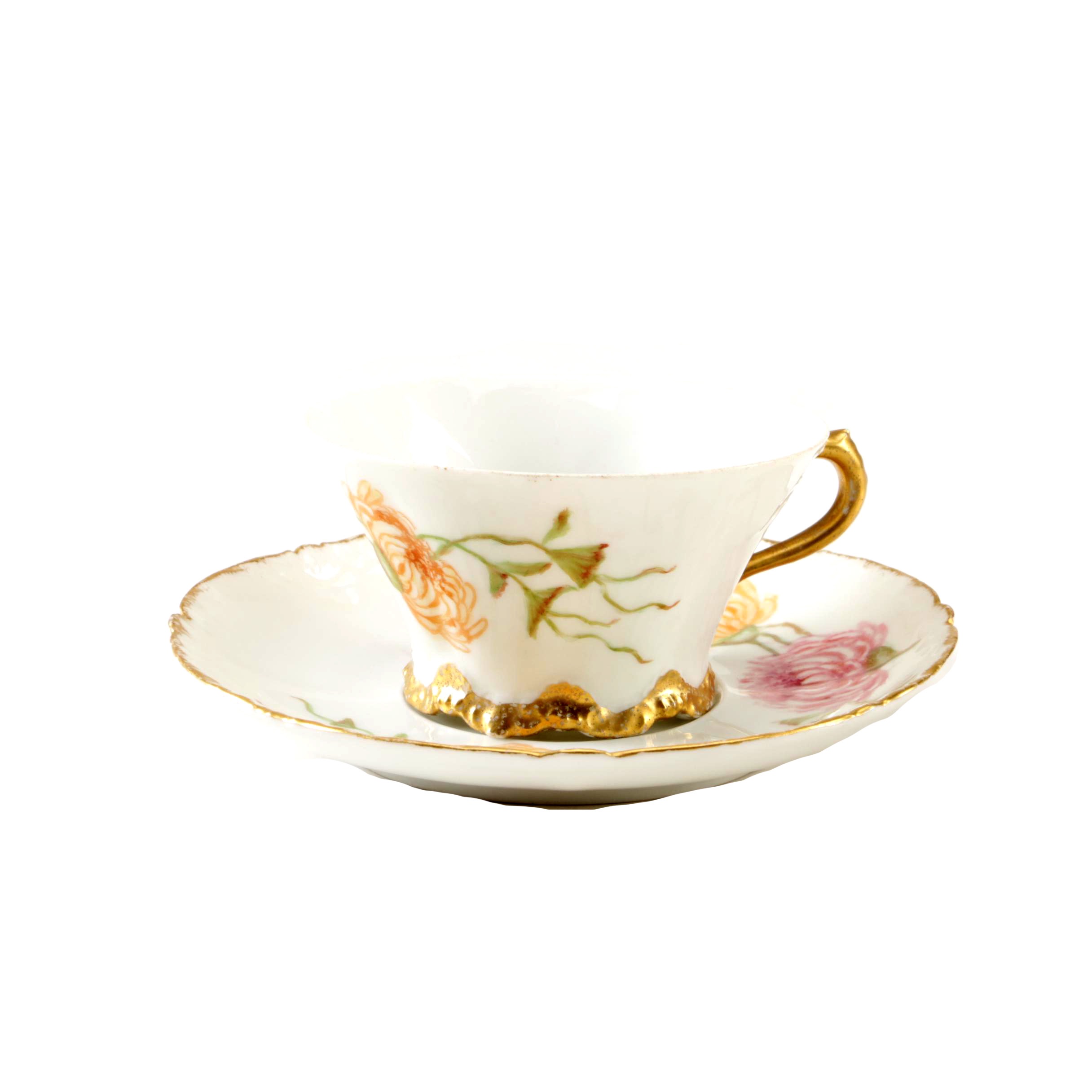 Vintage Hobbyist Painted Theodore Haviland Limoges Cup and Saucer
