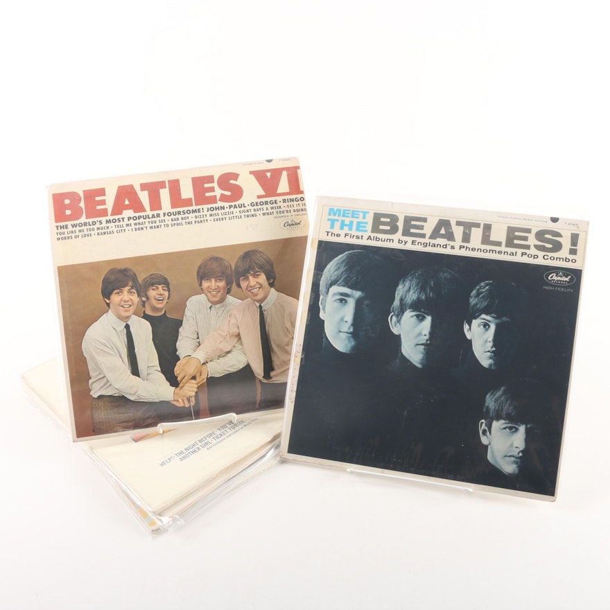 Vintage Beatles Records Including "Help" and "The Beatles"