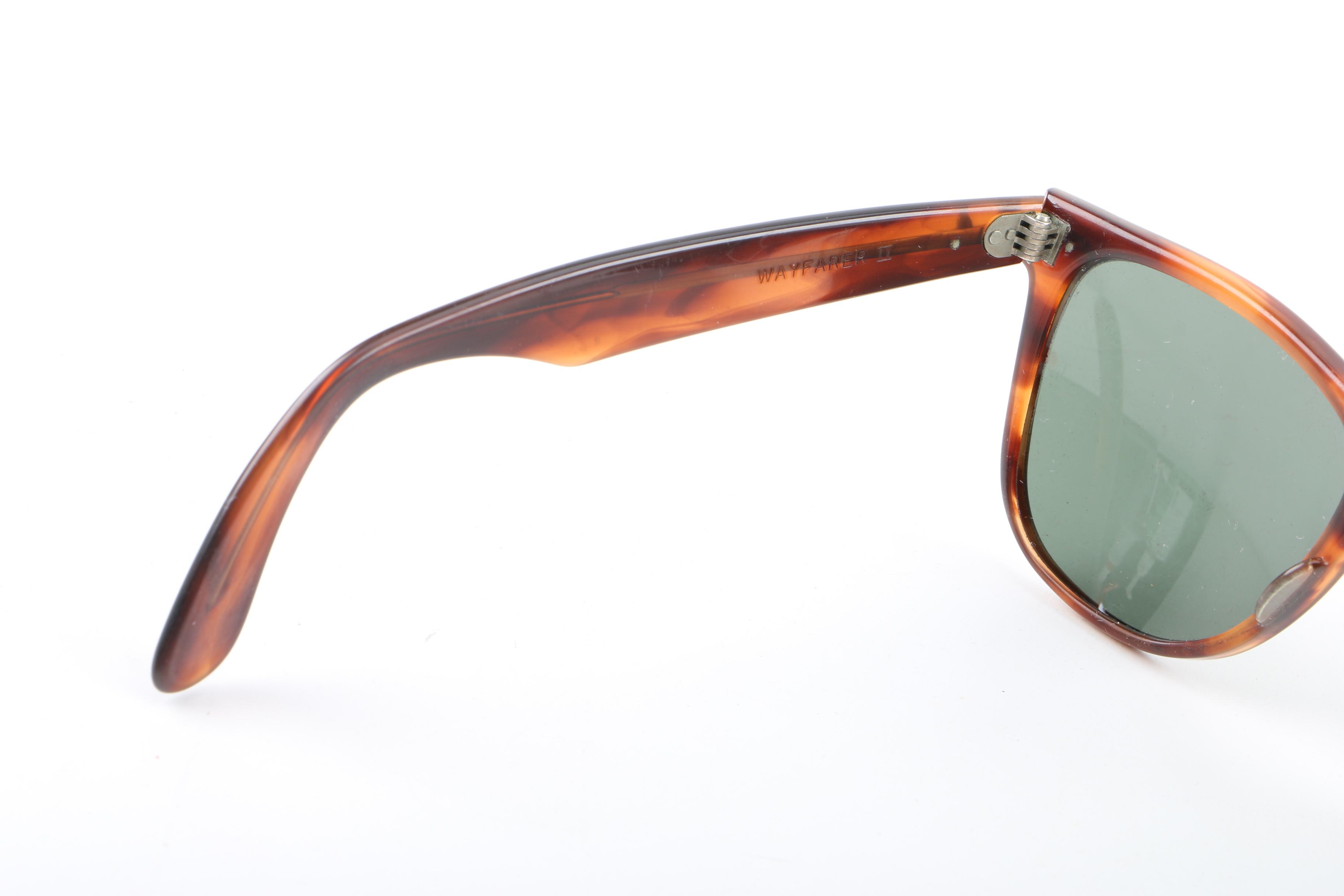 Vintage B&L Ray-Ban Wayfarer II Tortoiseshell Style Sunglasses with Case