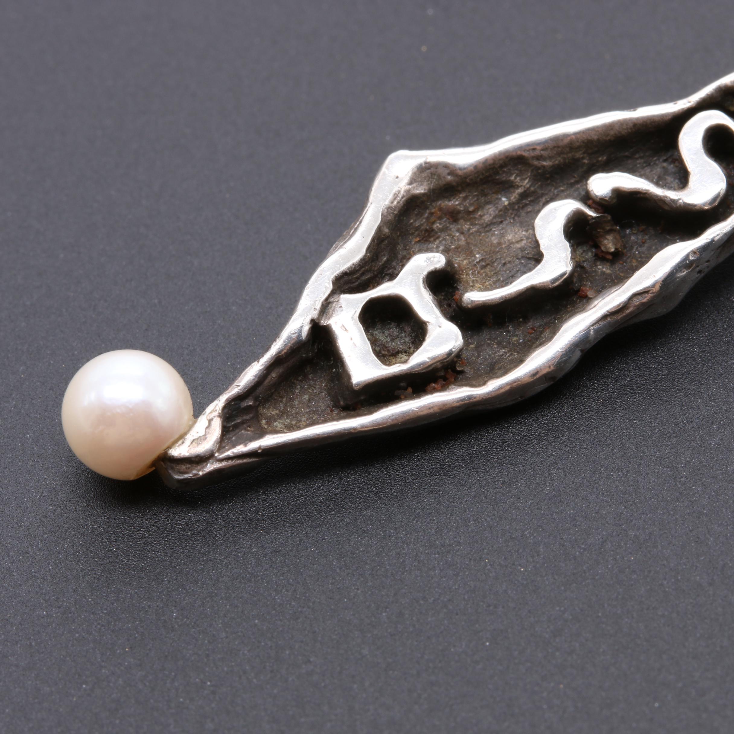 Ben Kupferman Sterling Silver Cultured Pearl Pendant Necklace