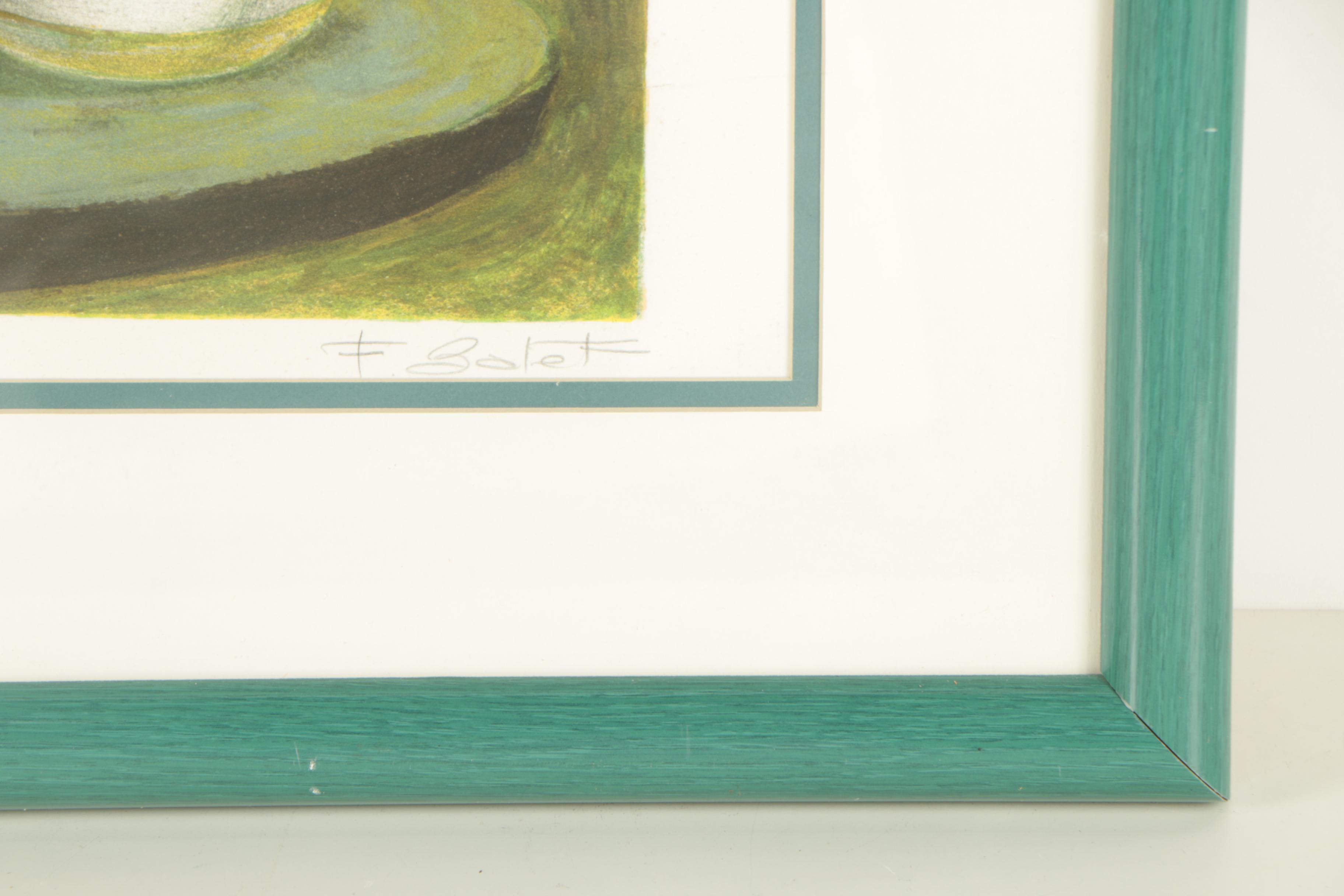 François Batet Color Lithograph "Un Apres Midi au Champs de Courses"