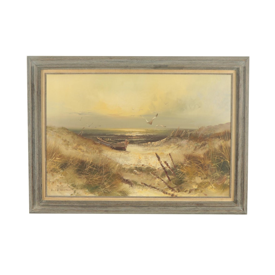 Karl Neumann Beach Landscape Oil Painting