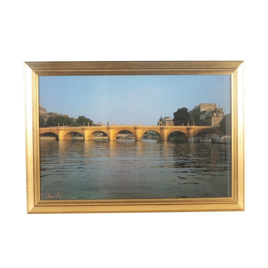 Christo Autographed Offset Lithographic Poster of "The Pont Neuf Wrapped"