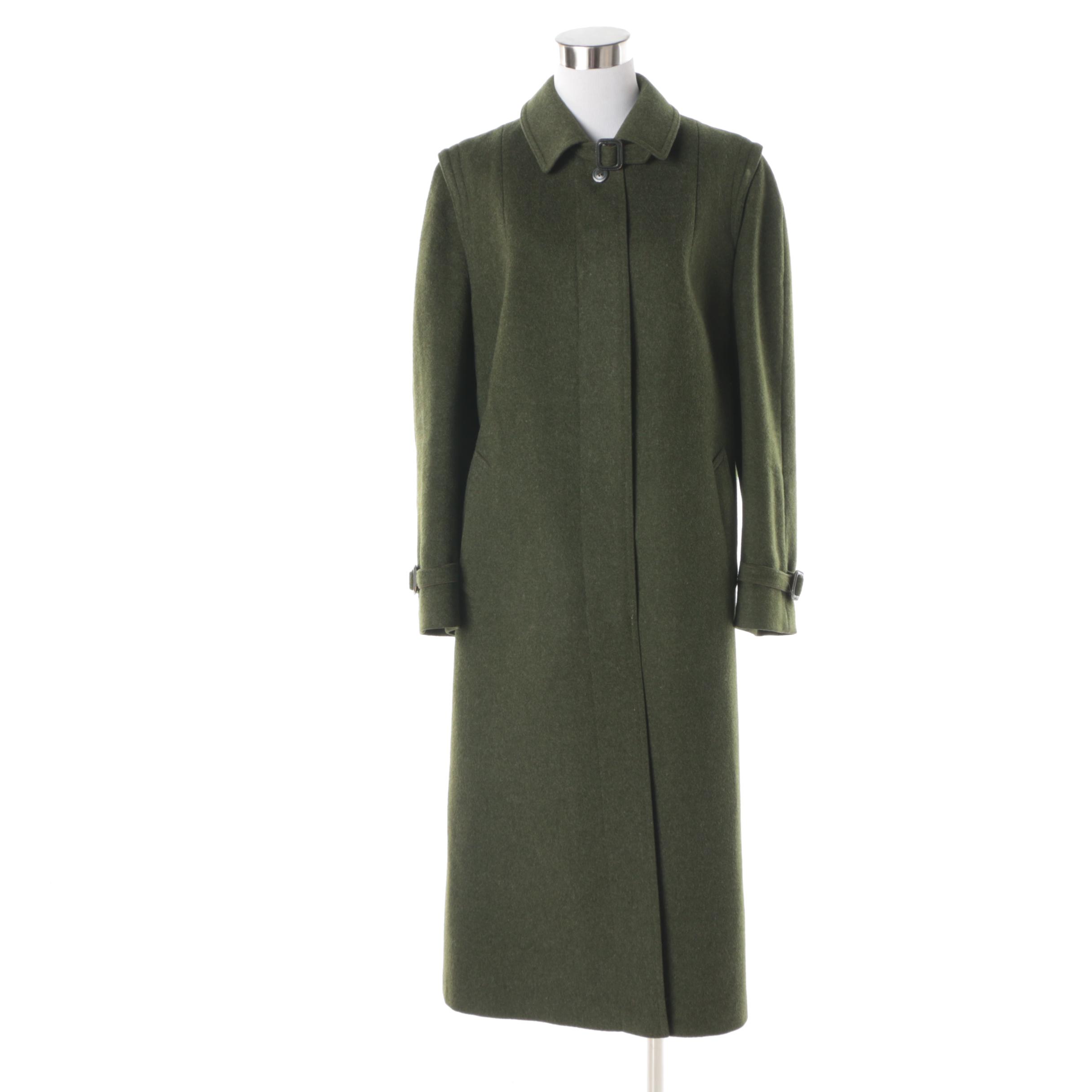 Women's Vintage Burberrys Green Wool Coat
