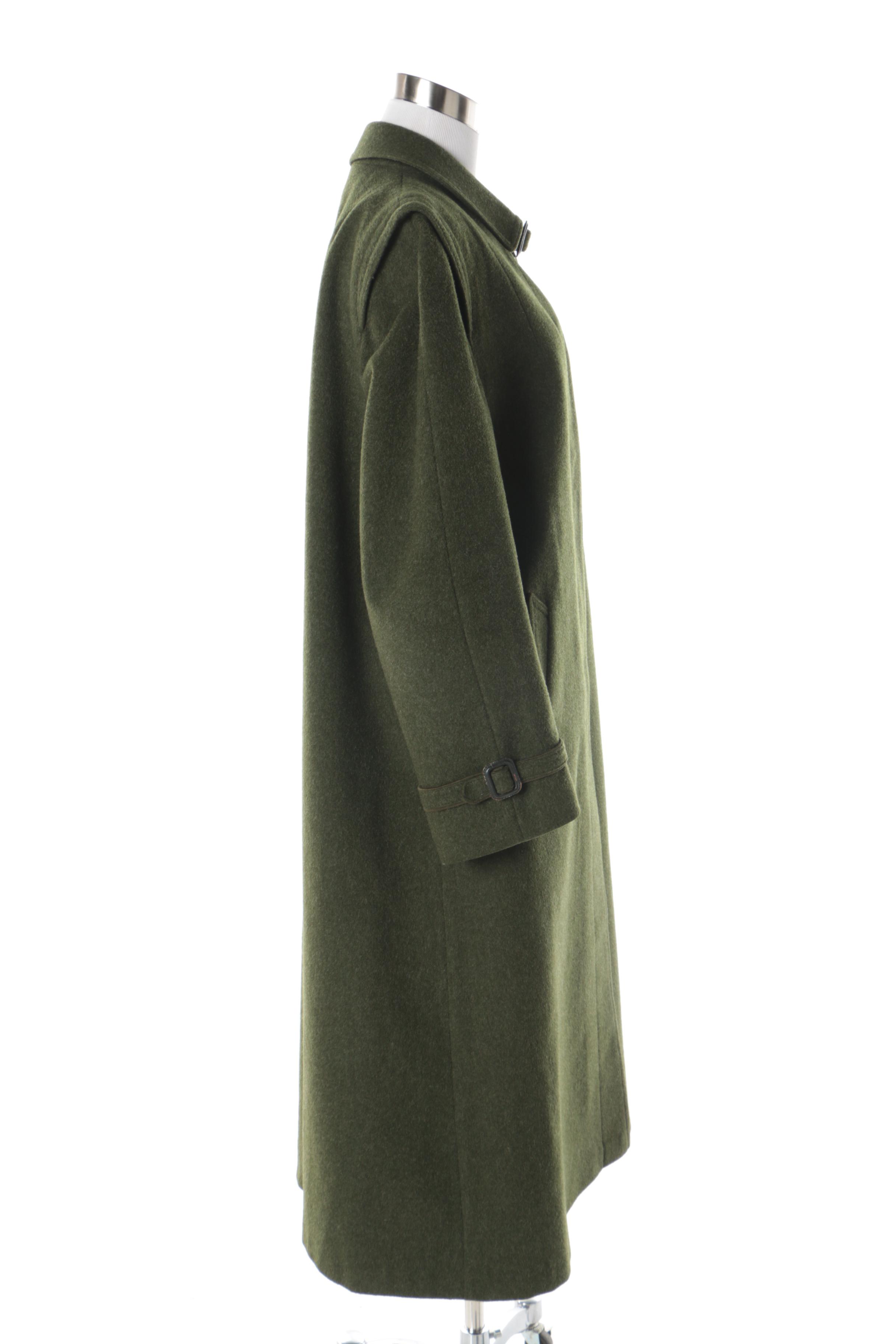 Women's Vintage Burberrys Green Wool Coat