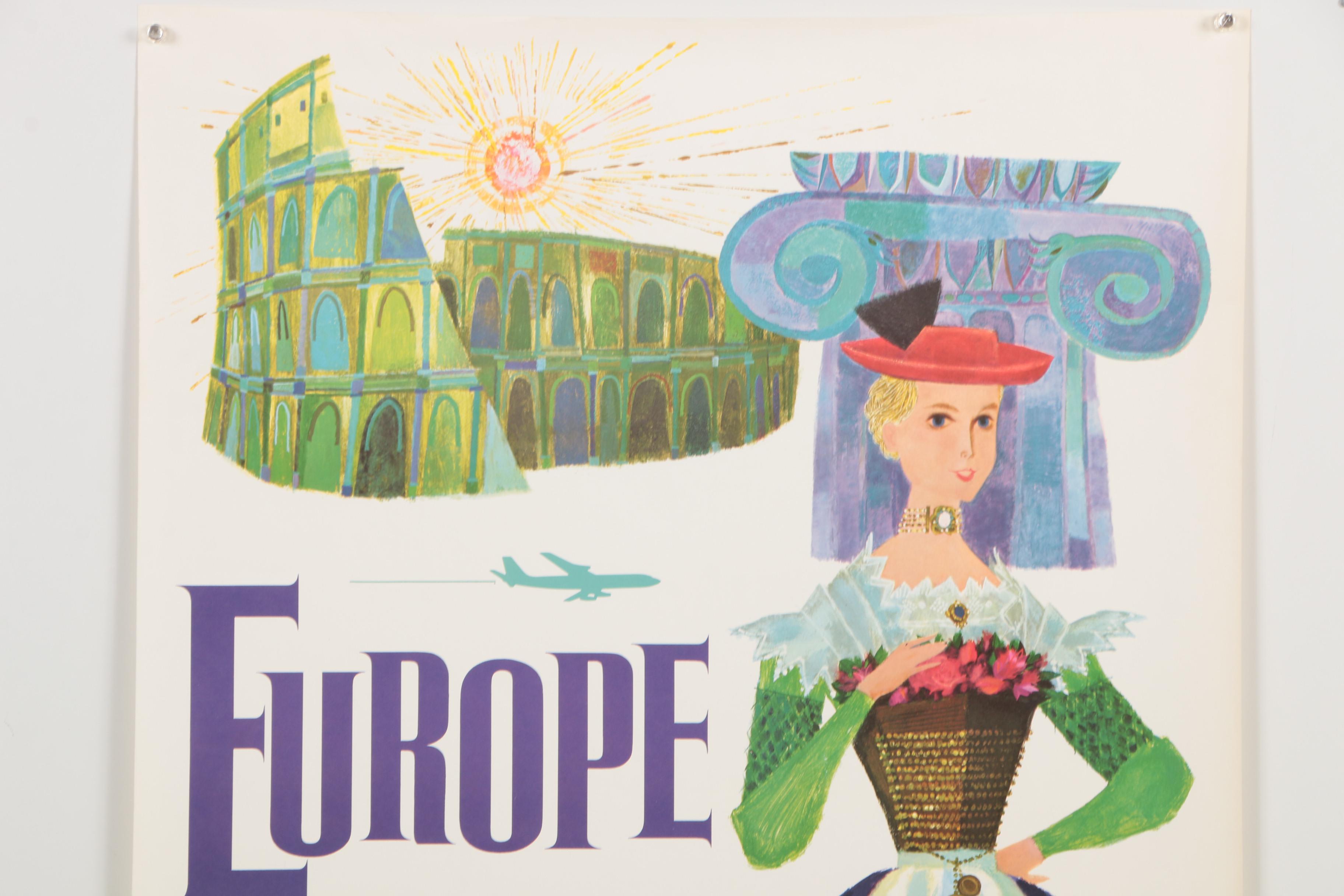 Offset Lithograph Travel Poster after David Klein for TWA "Europe"