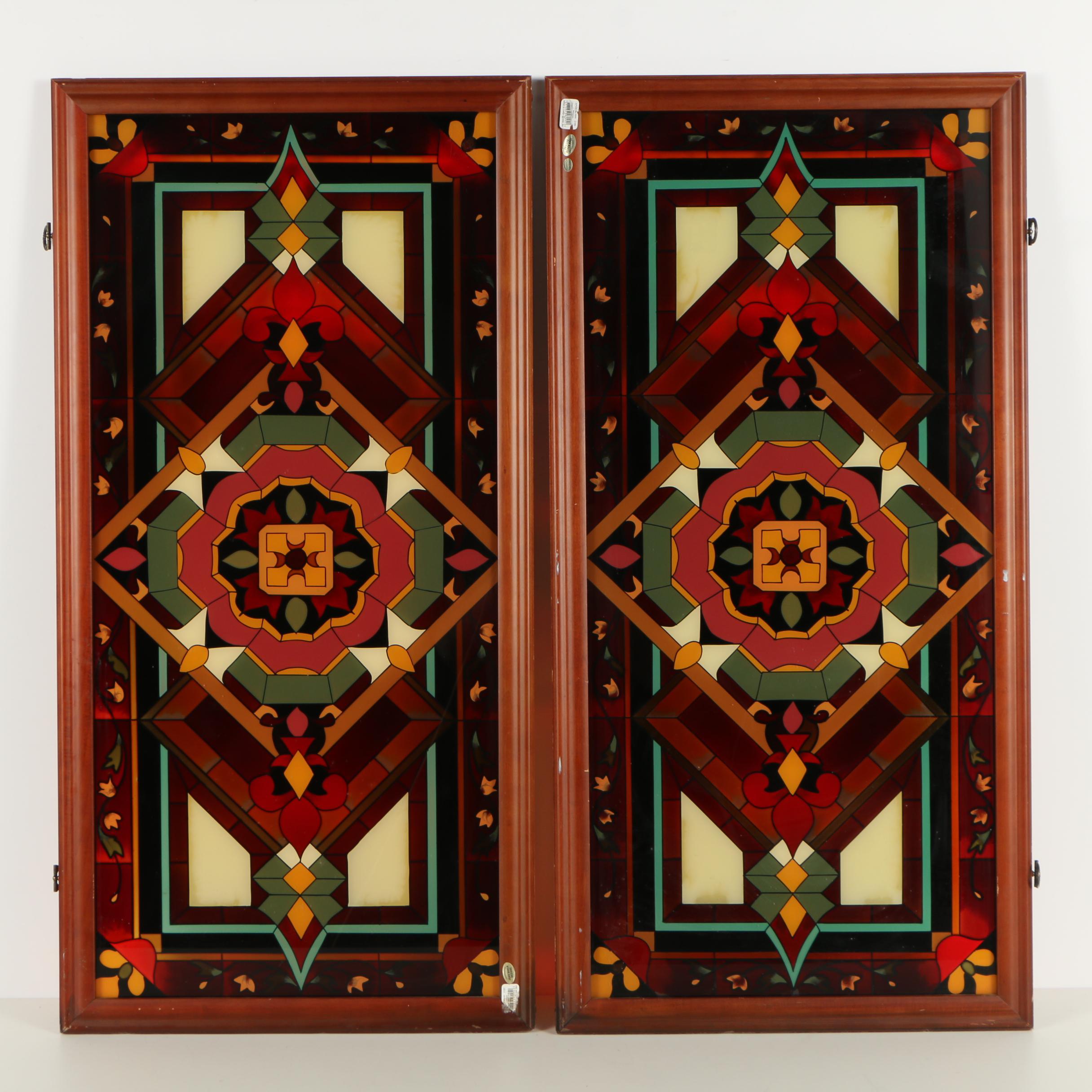 Pair of Hand Painted Glass Panels from Joan Baker Designs