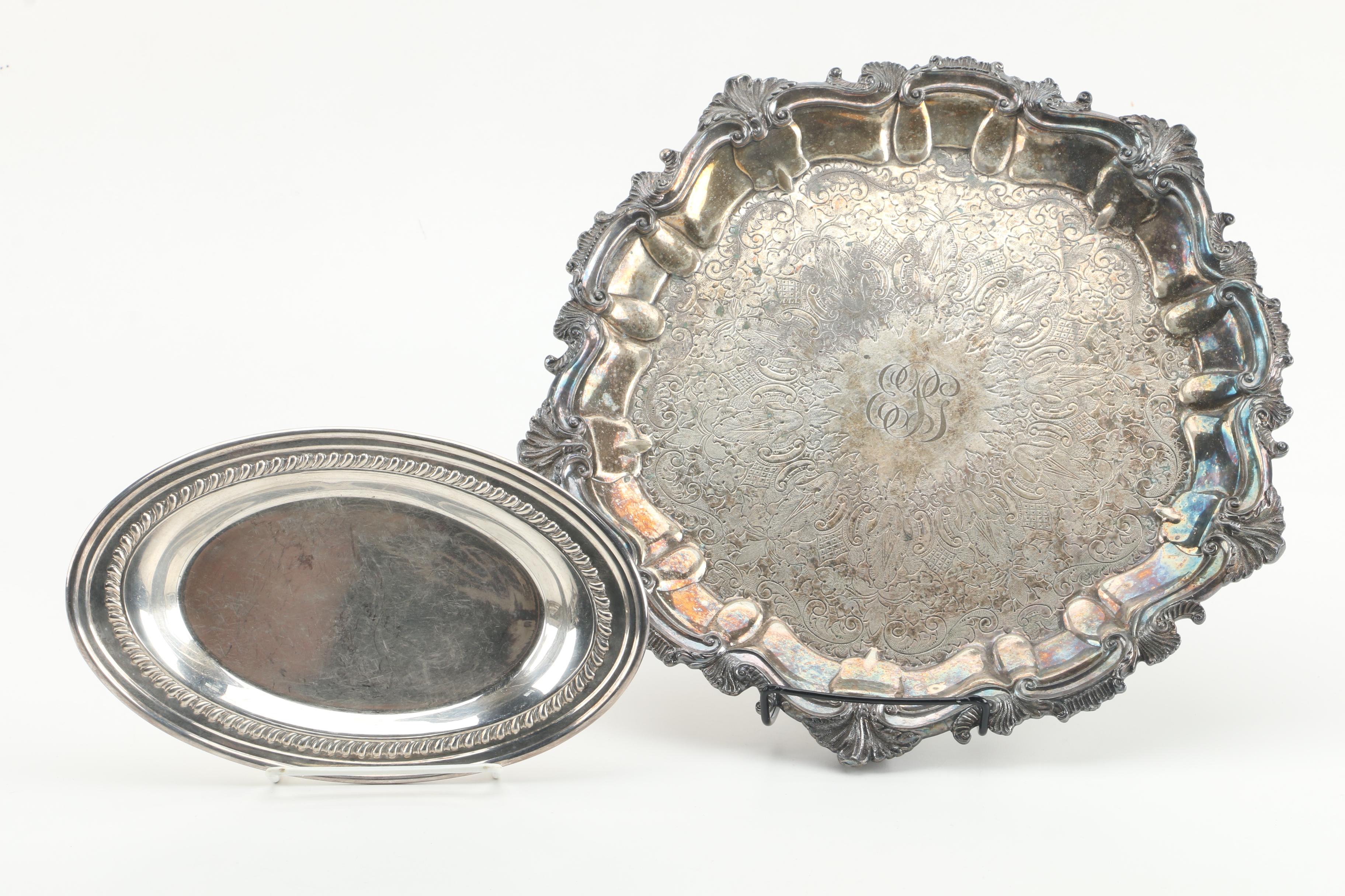 Birmingham Silver Co. Tray with Other Silver Plate Tableware and Miniature Bible