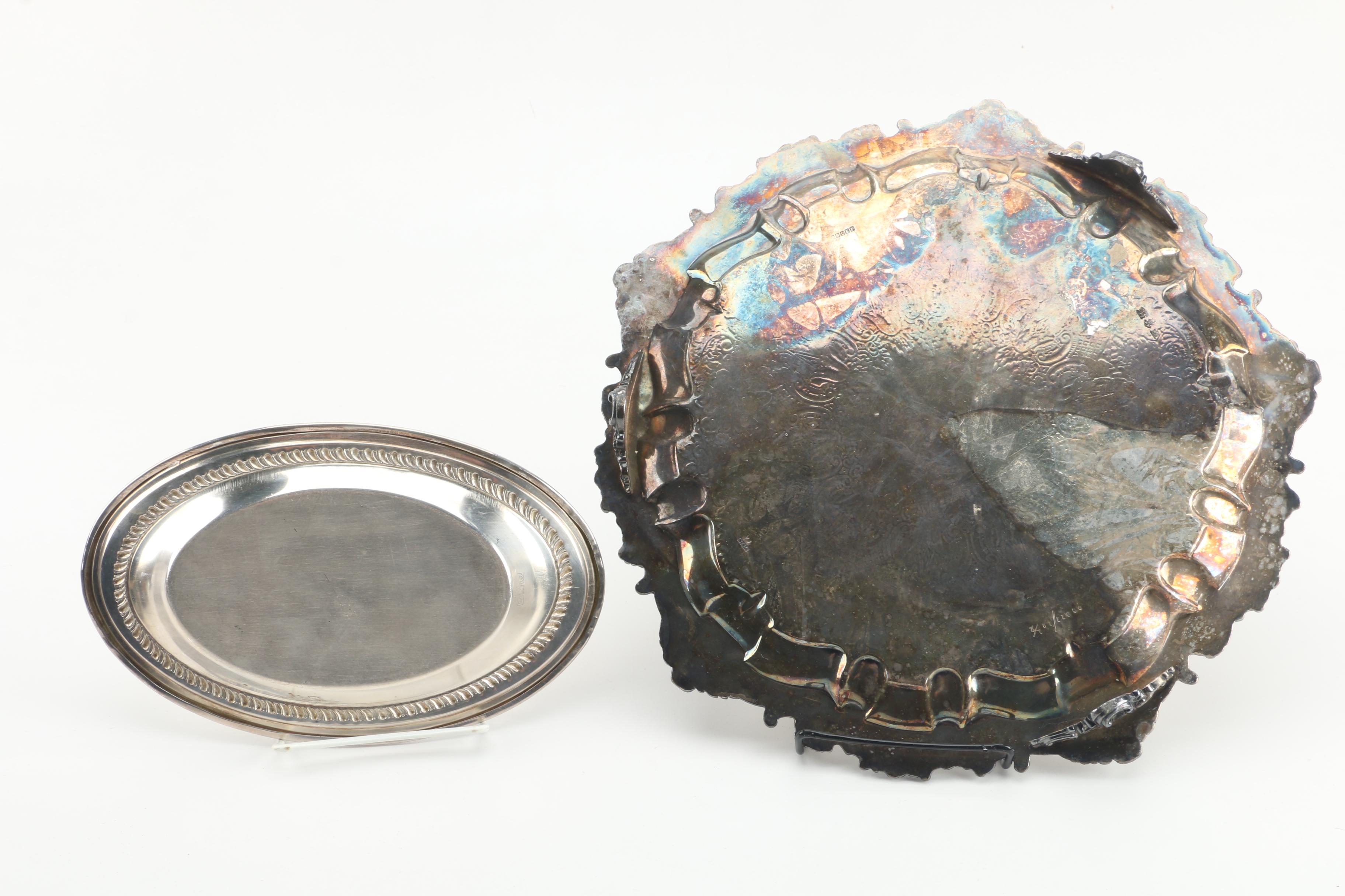Birmingham Silver Co. Tray with Other Silver Plate Tableware and Miniature Bible