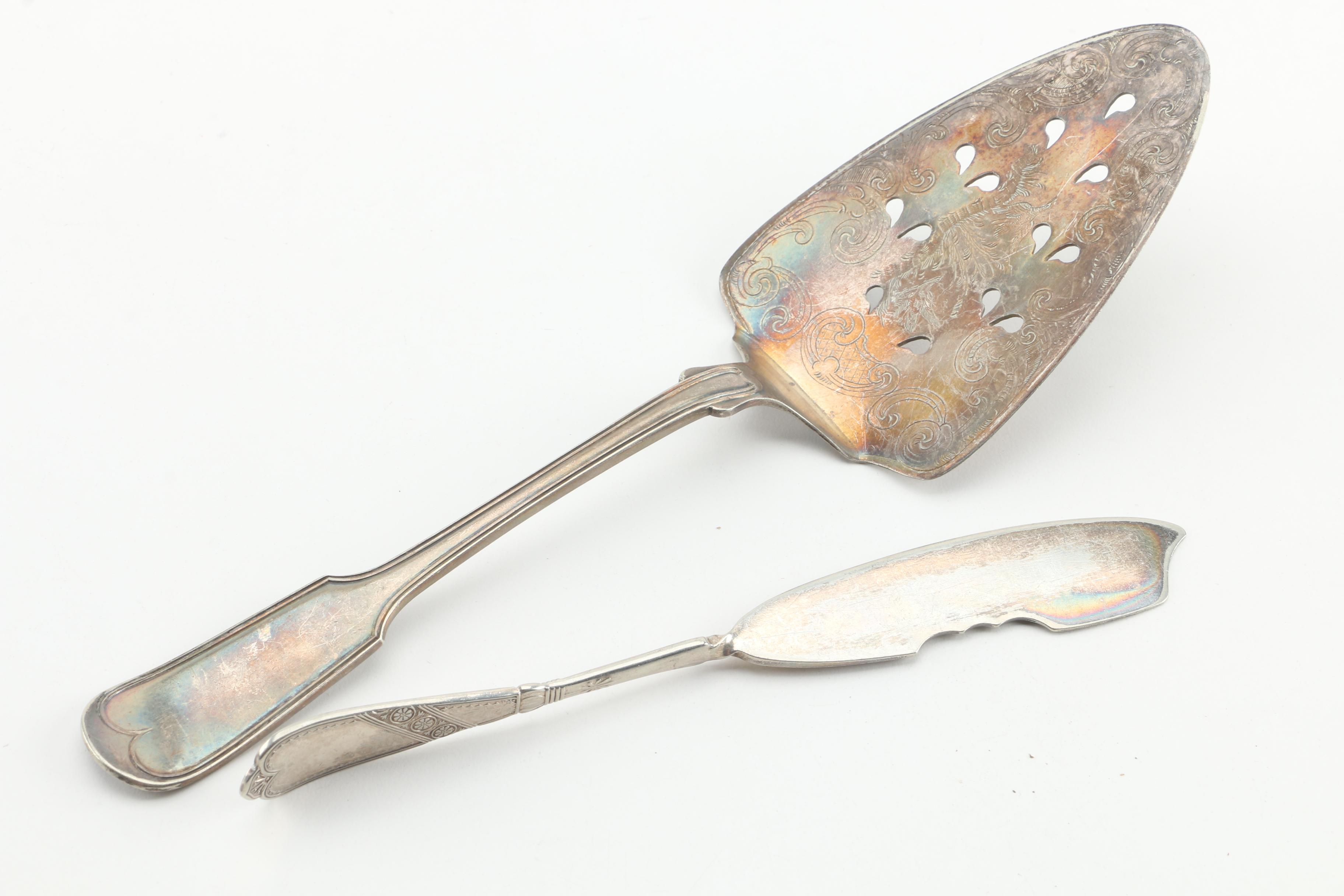 Birmingham Silver Co. Tray with Other Silver Plate Tableware and Miniature Bible