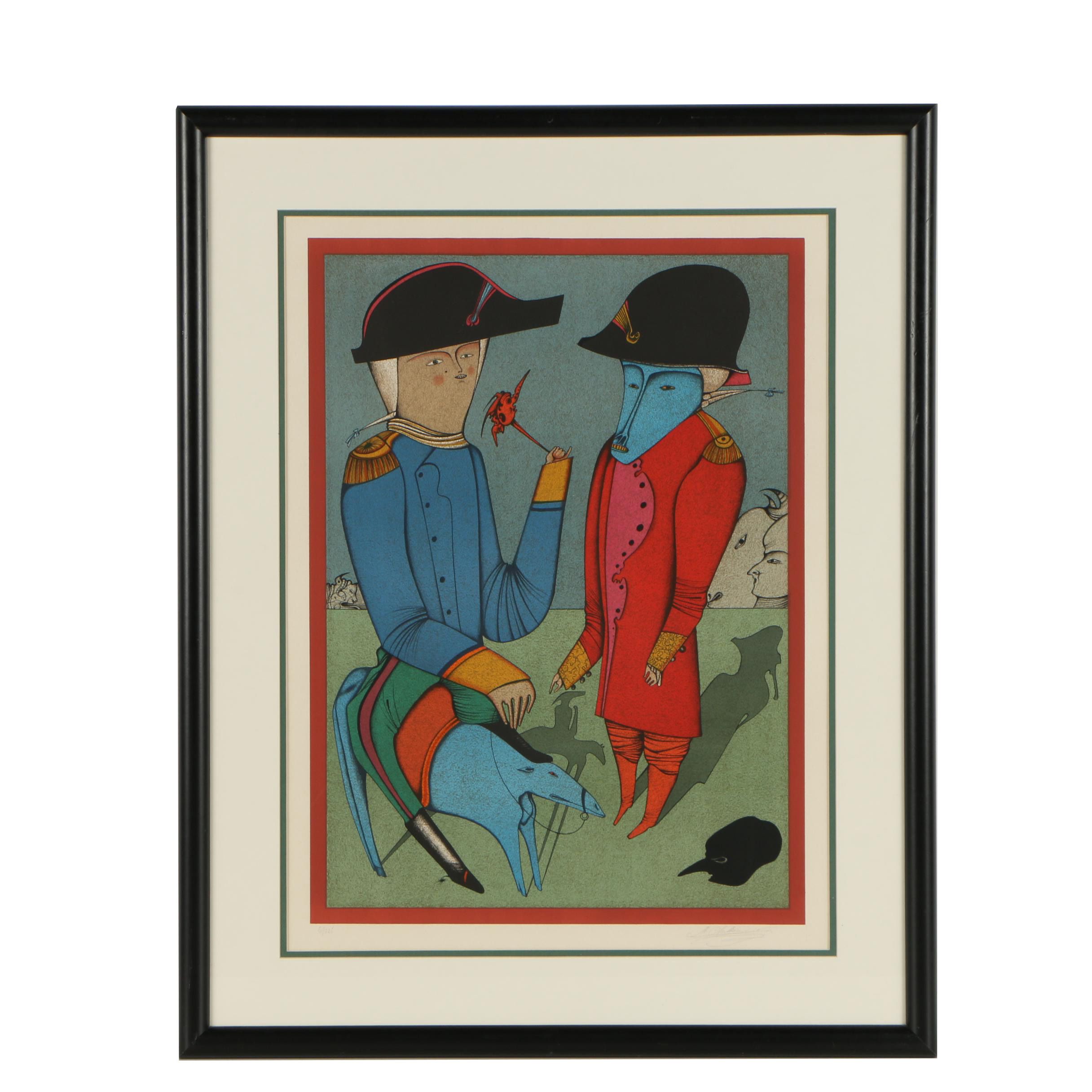 Mihail Chemiakin Lithograph "Carnival of Saint Petersburg"